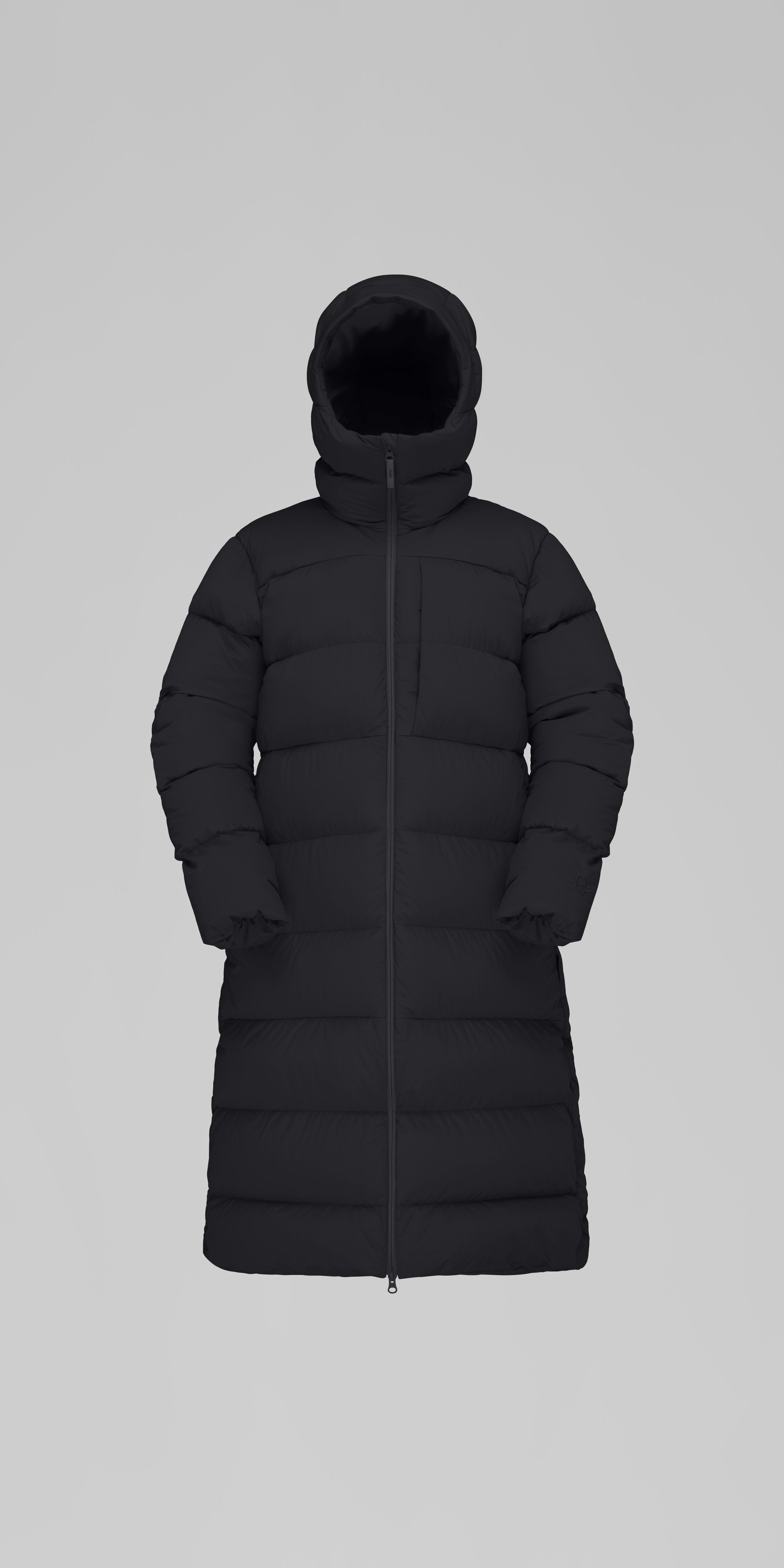 Packshot front image of femund down700 Coat Caviar Black