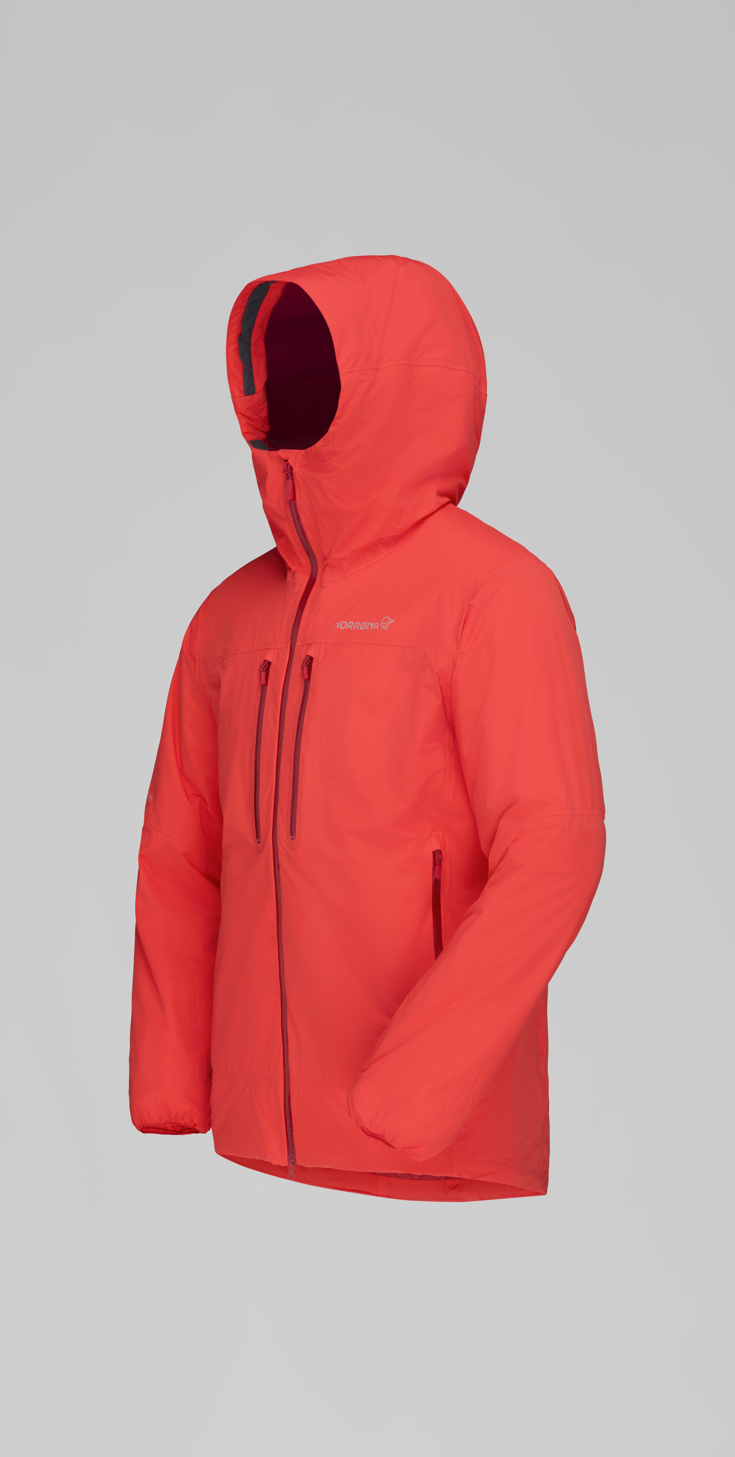 Packshot front left image of trollveggen dri2 thermo60 Zip Hood Fiery Red