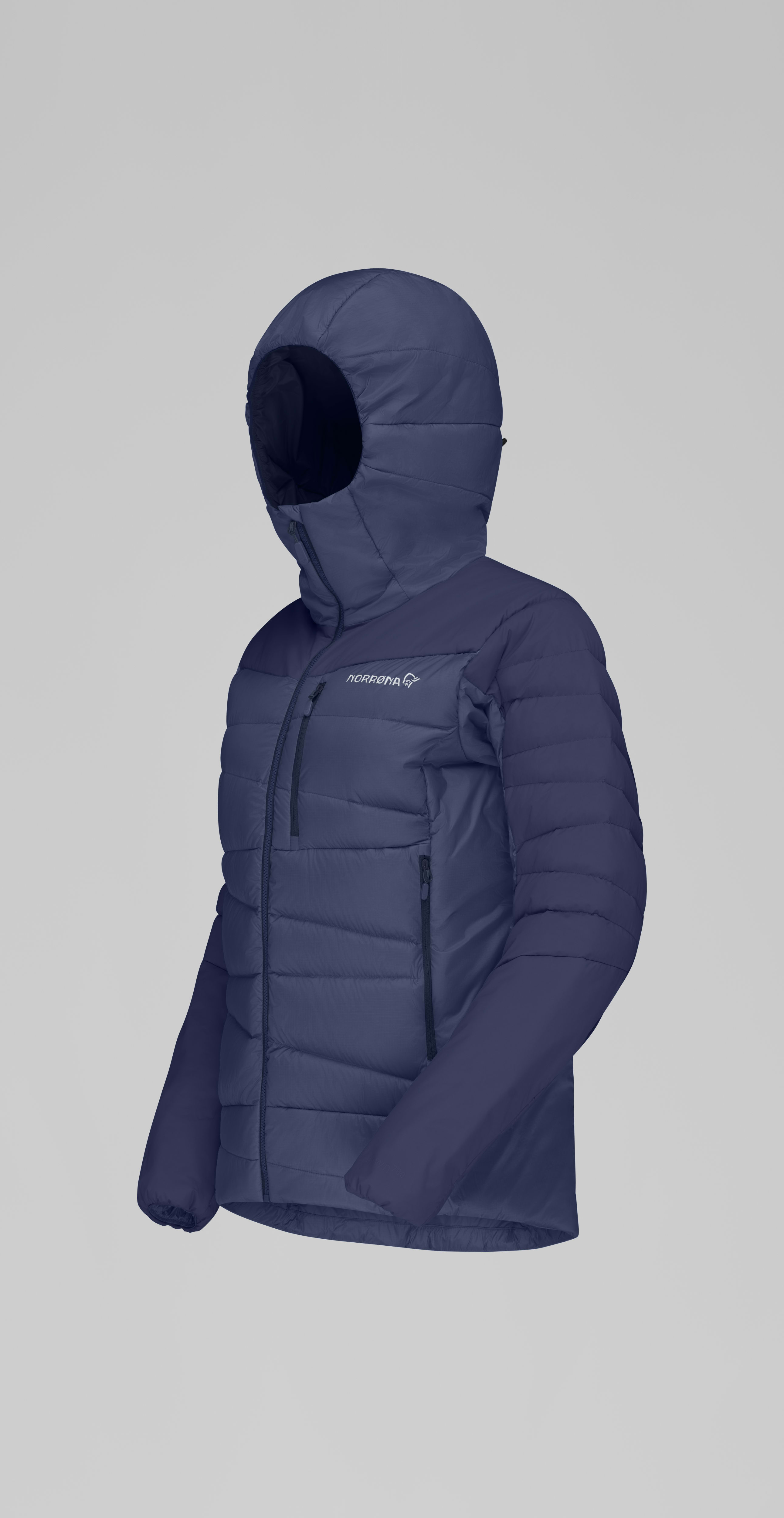 Packshot front left image of falketind down700 Zip Hood Indigo Night