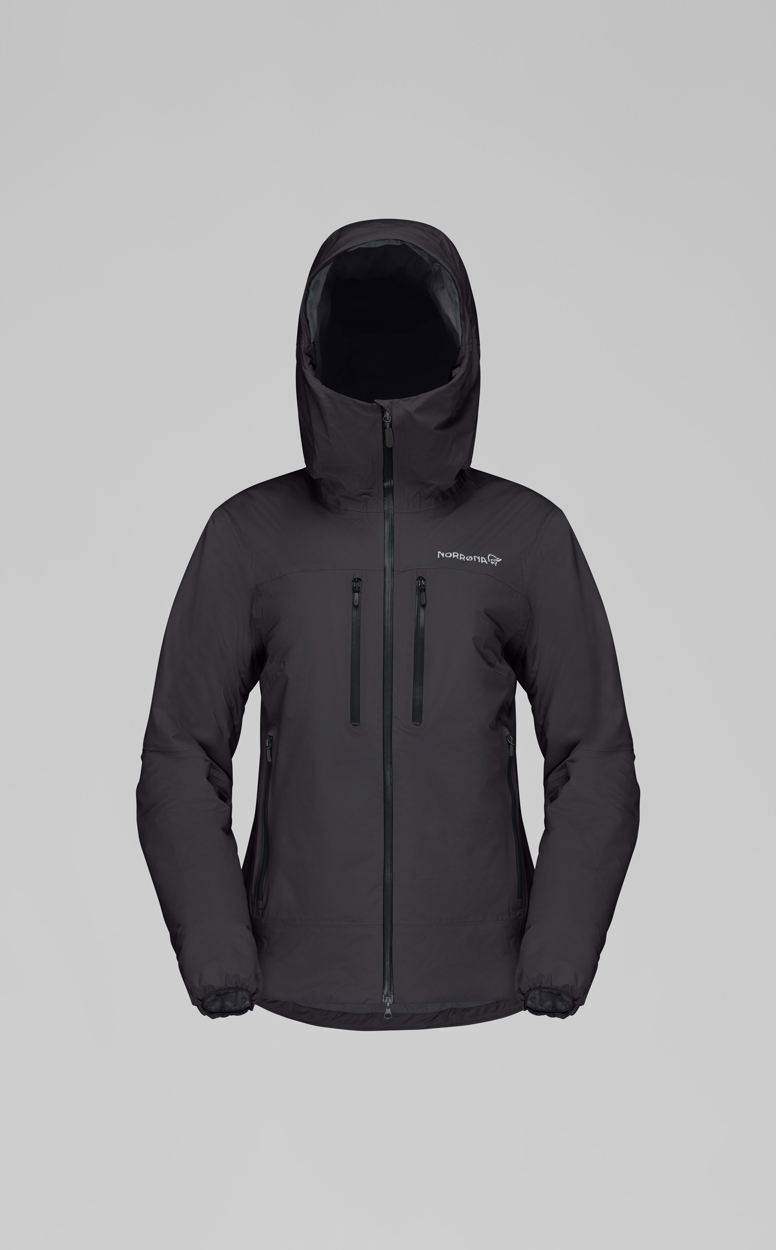 Packshot front image of trollveggen dri2 thermo60 Zip Hood Caviar Black