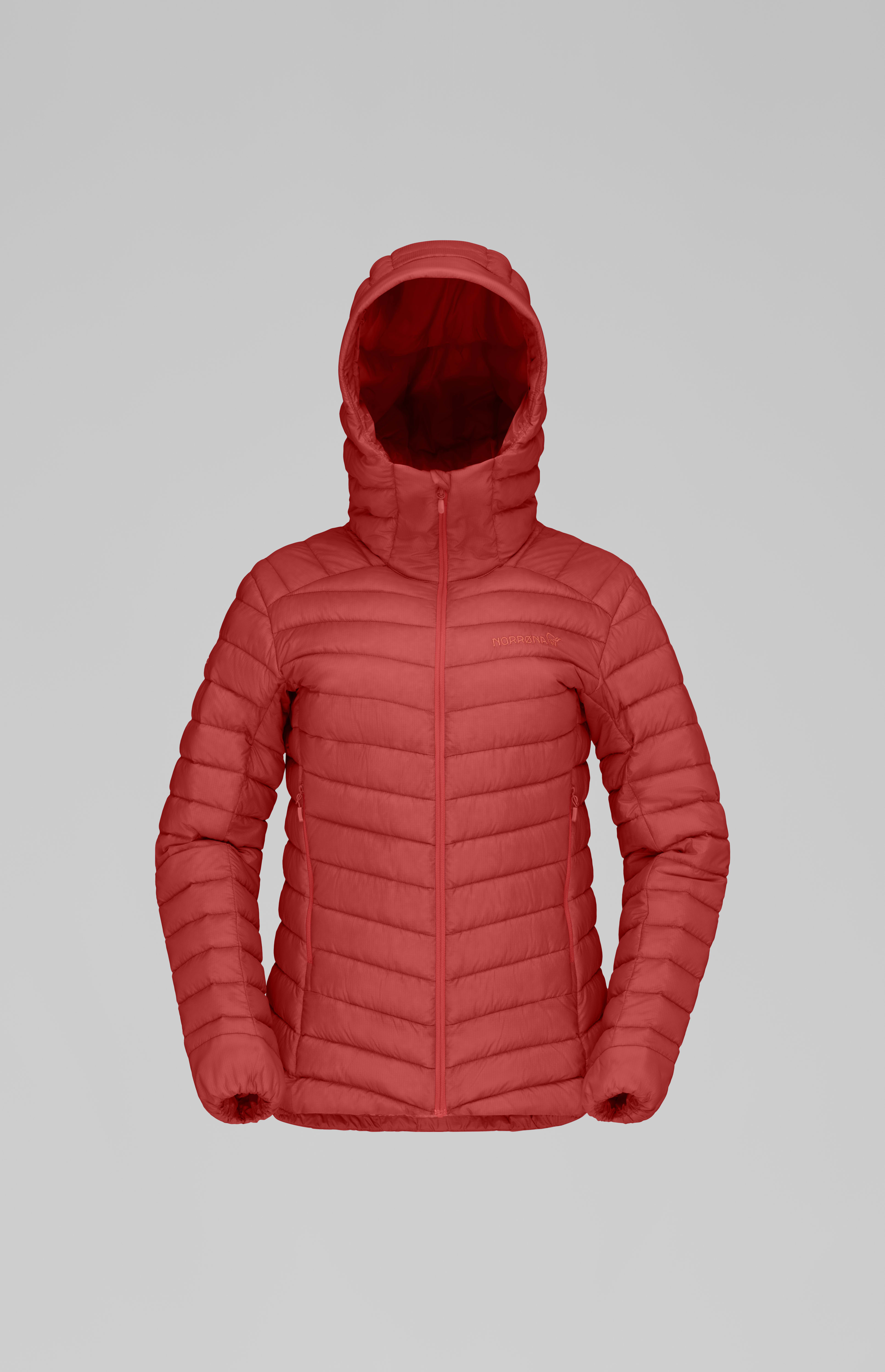 Packshot front image of trollveggen down850 light Zip Hood Baked Apple