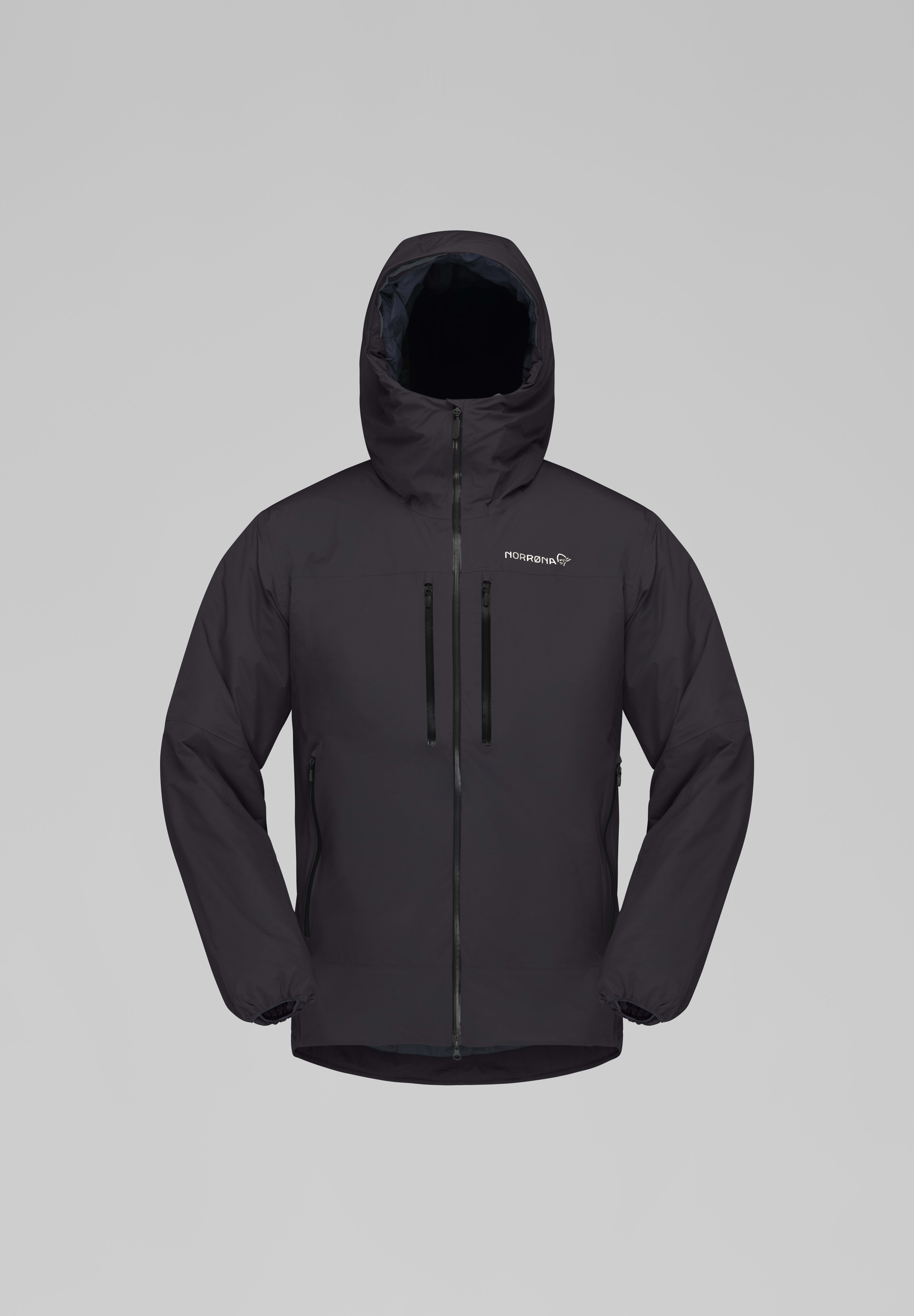 Packshot front image of trollveggen dri2 thermo60 Zip Hood Caviar Black