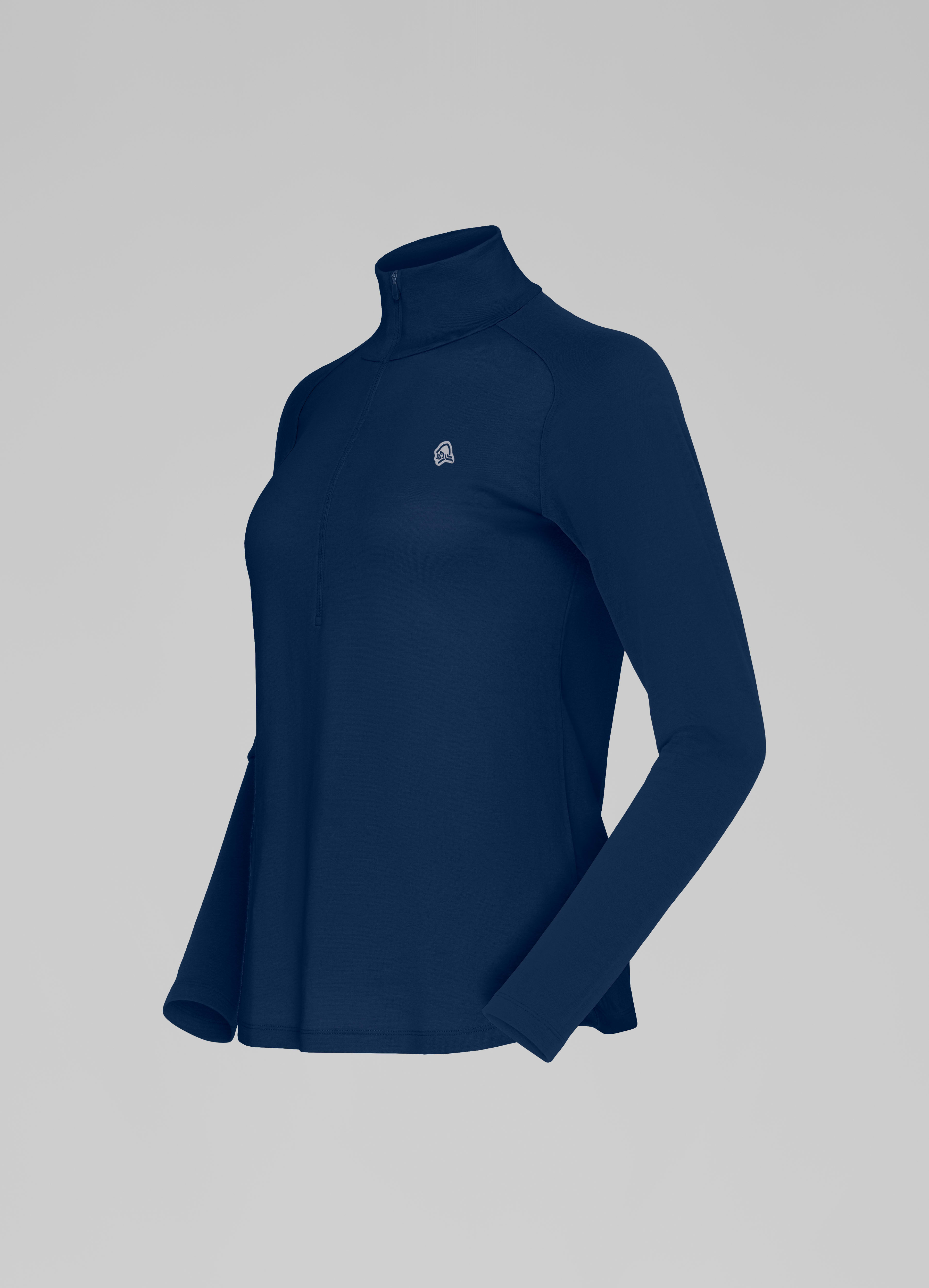Packshot front left image of femund pureUll Zip Neck Indigo Night Blue