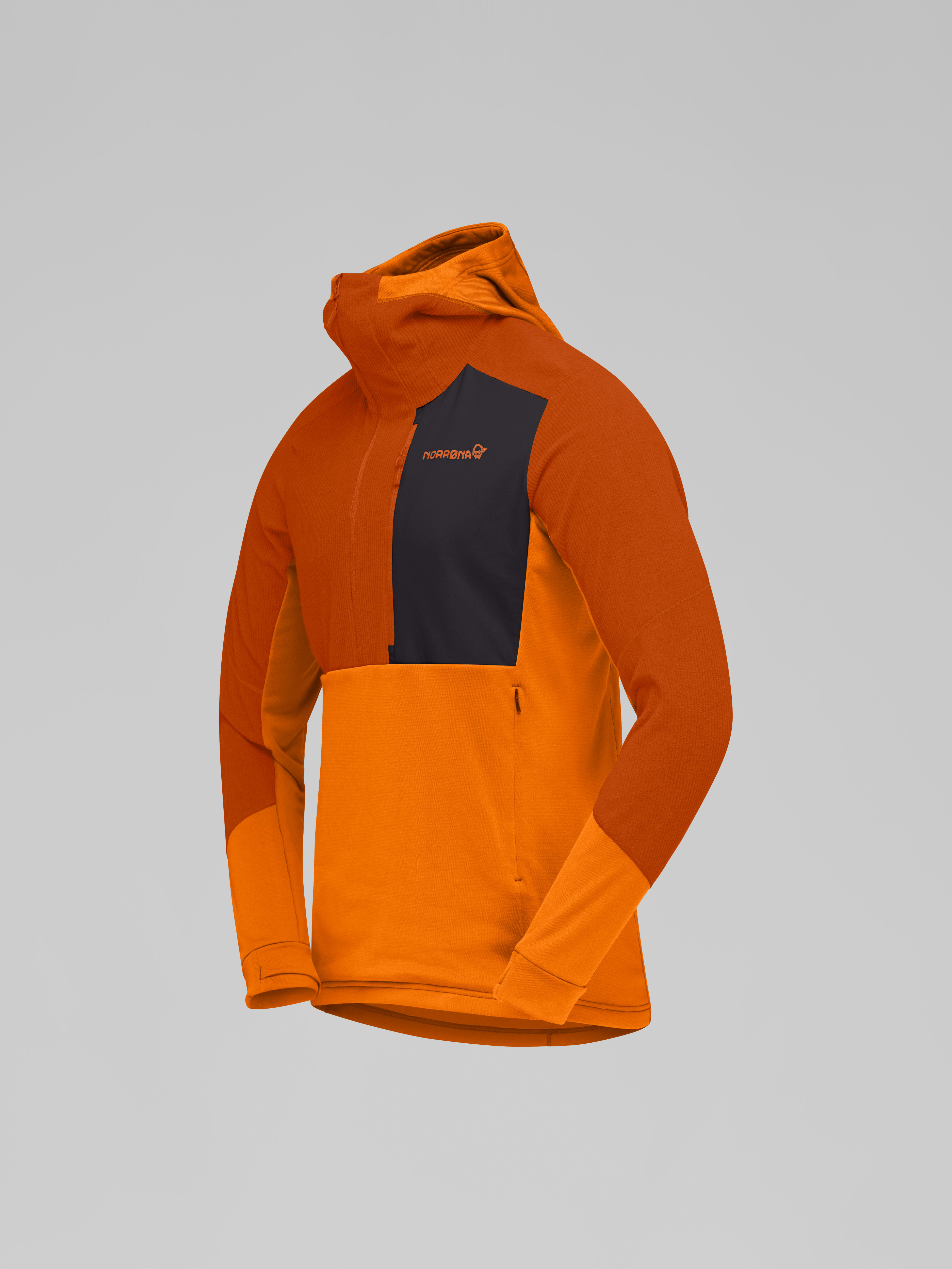 Packshot front left image of lofoten Thermal Pro Hood Gold Flame