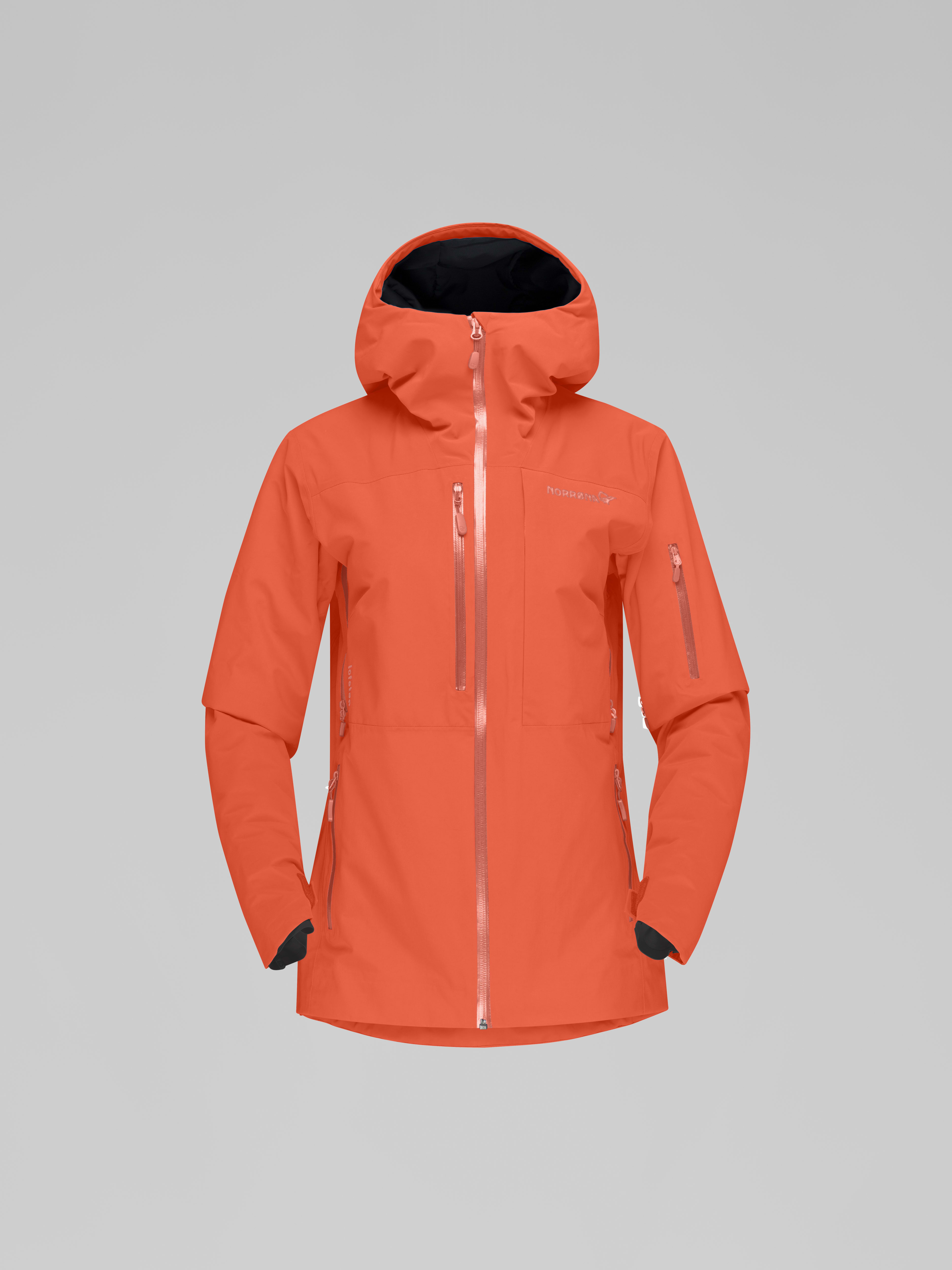 Packshot front image of lofoten Gore-Tex insulated Jacket Orange Alert