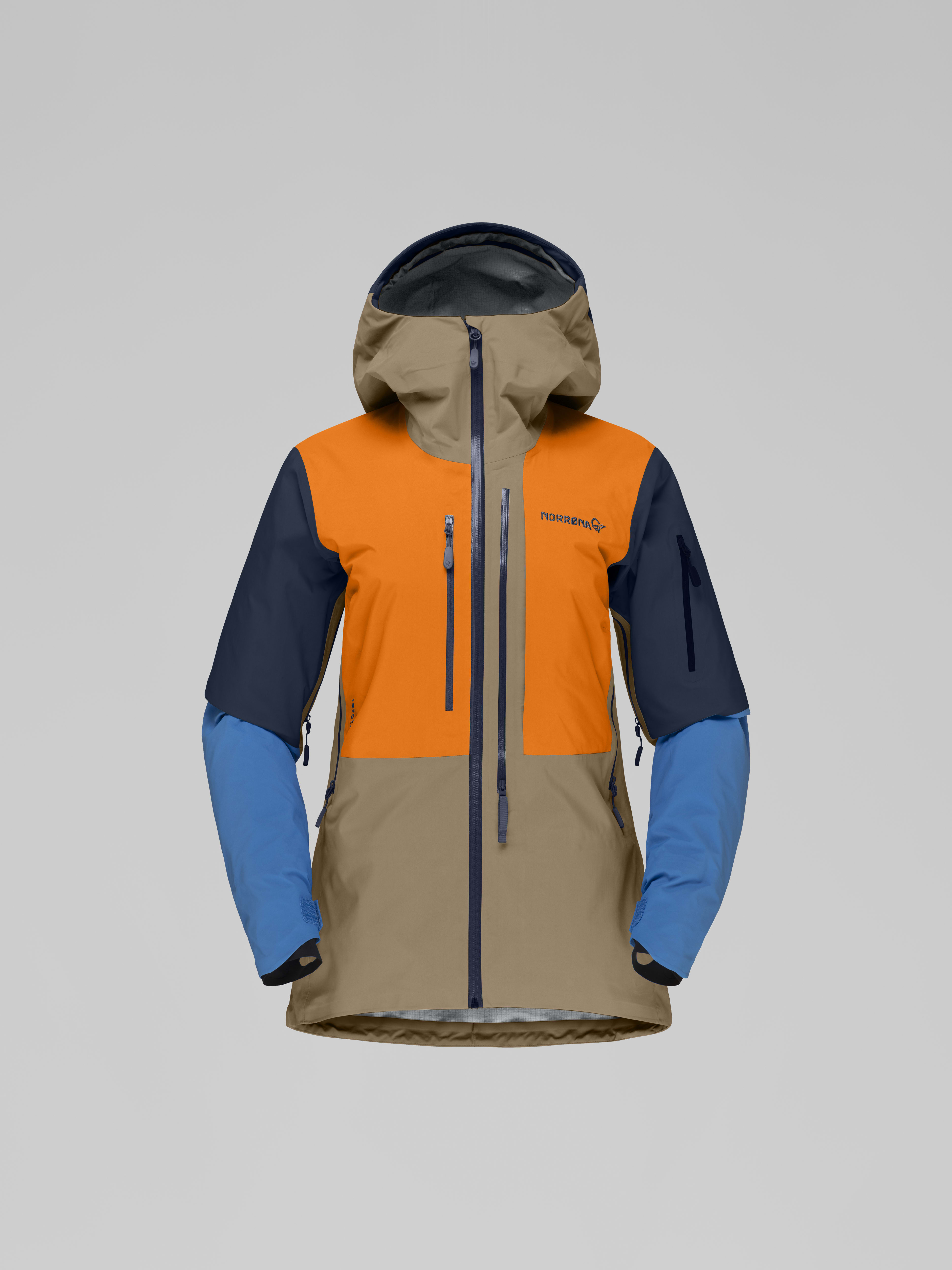 Packshot front image of lofoten Gore-Tex Pro Jacket Elmwood/Orange Popsicle