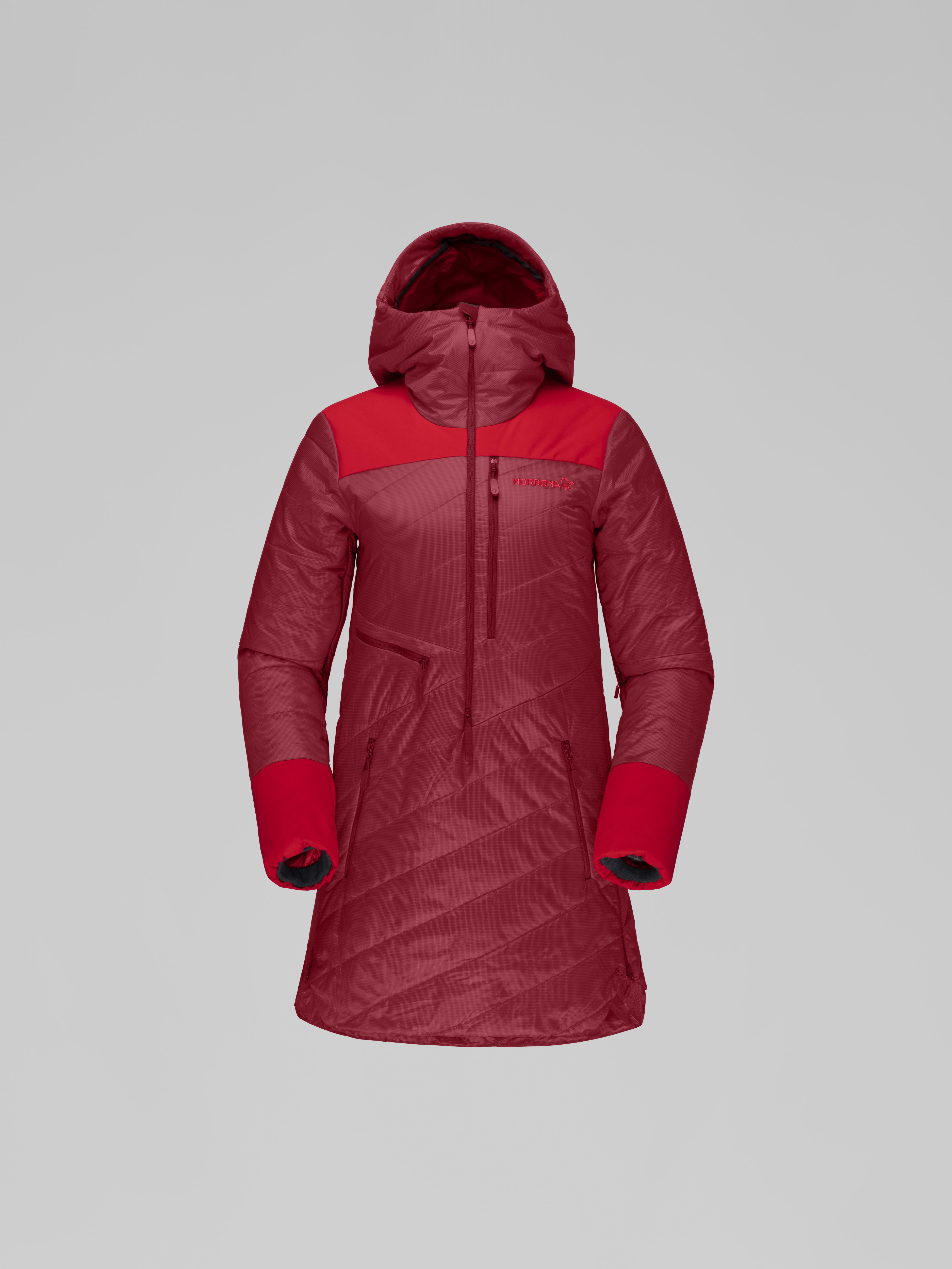 Packshot front image of lofoten Primaloft80 Anorak Rhubarb/True Red