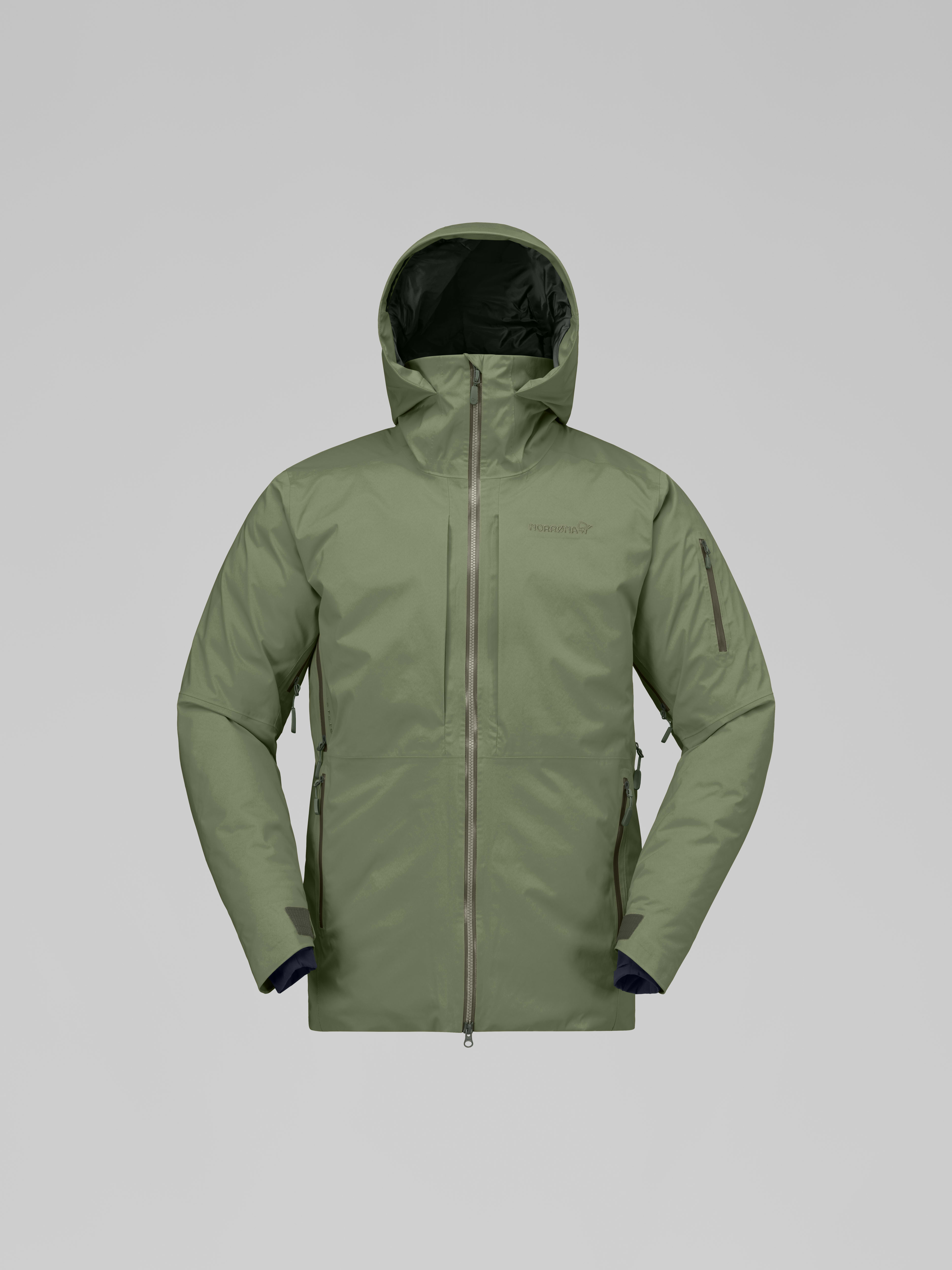 Packshot front image of lofoten Gore-Tex down800 Jacket Deep Lichen Green