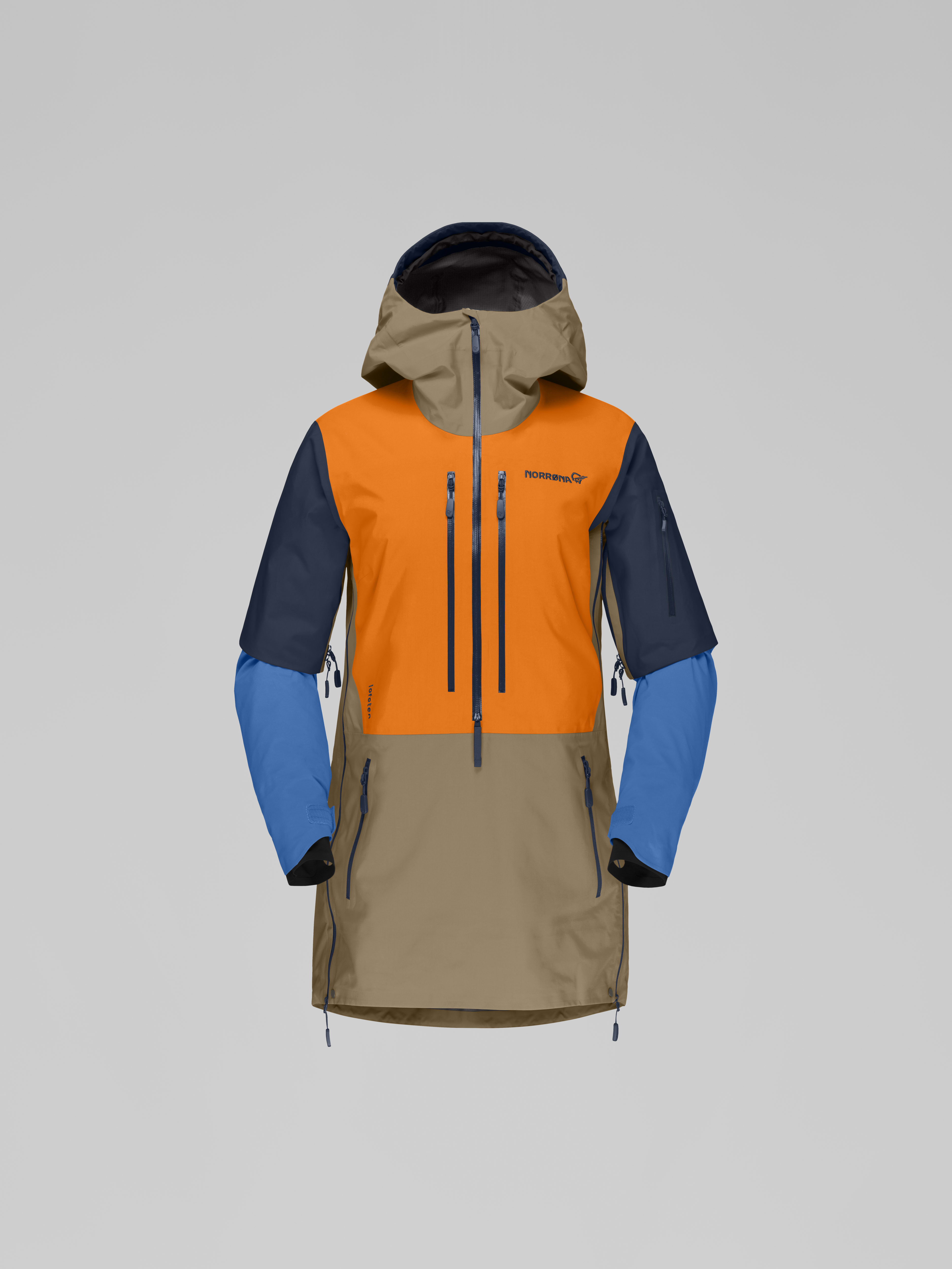 Packshot front image of lofoten Gore-Tex Pro Anorak Elmwood/Orange Popsicle