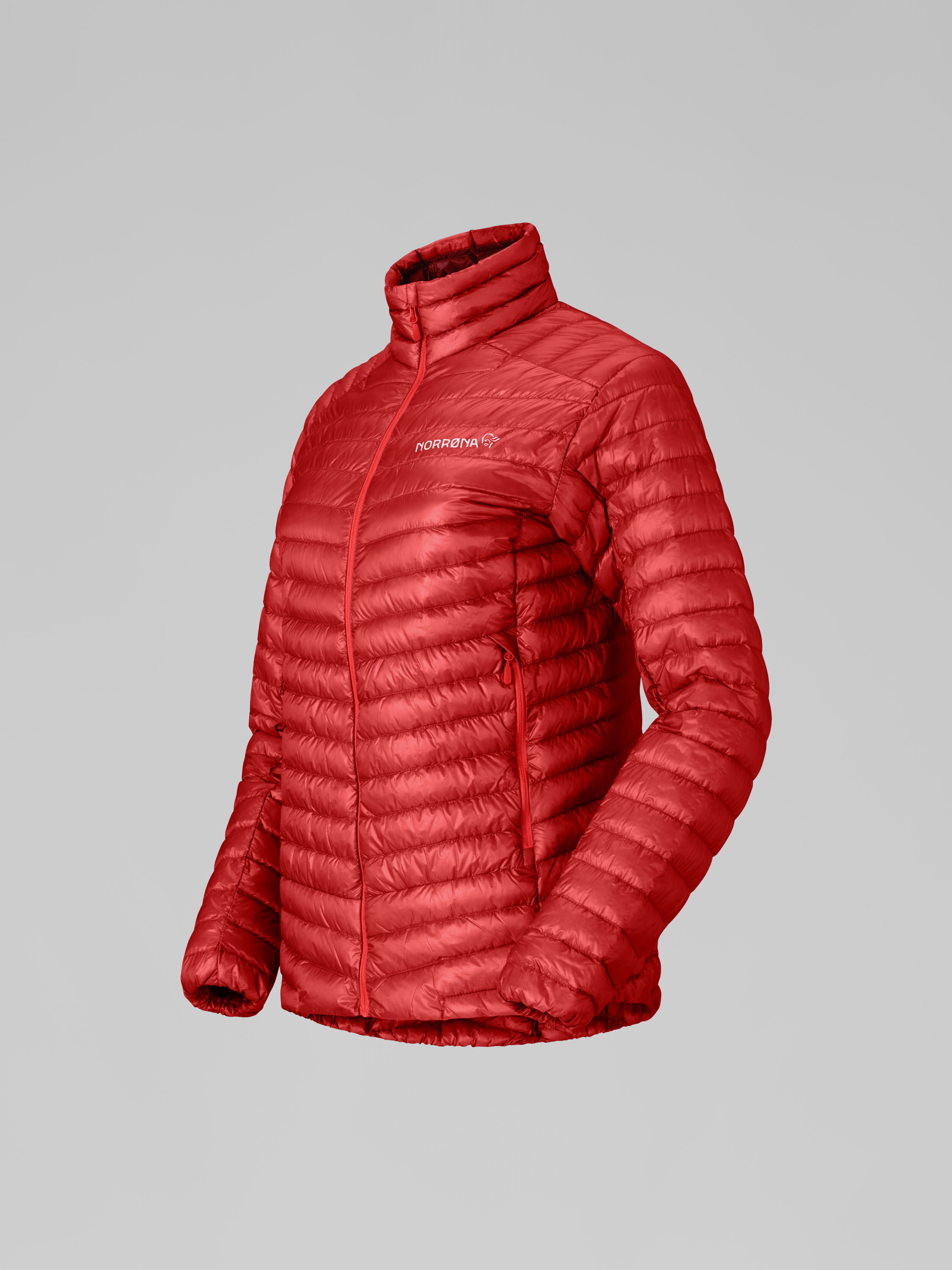Packshot front left image of trollveggen down800 super light Jacket Baked Apple