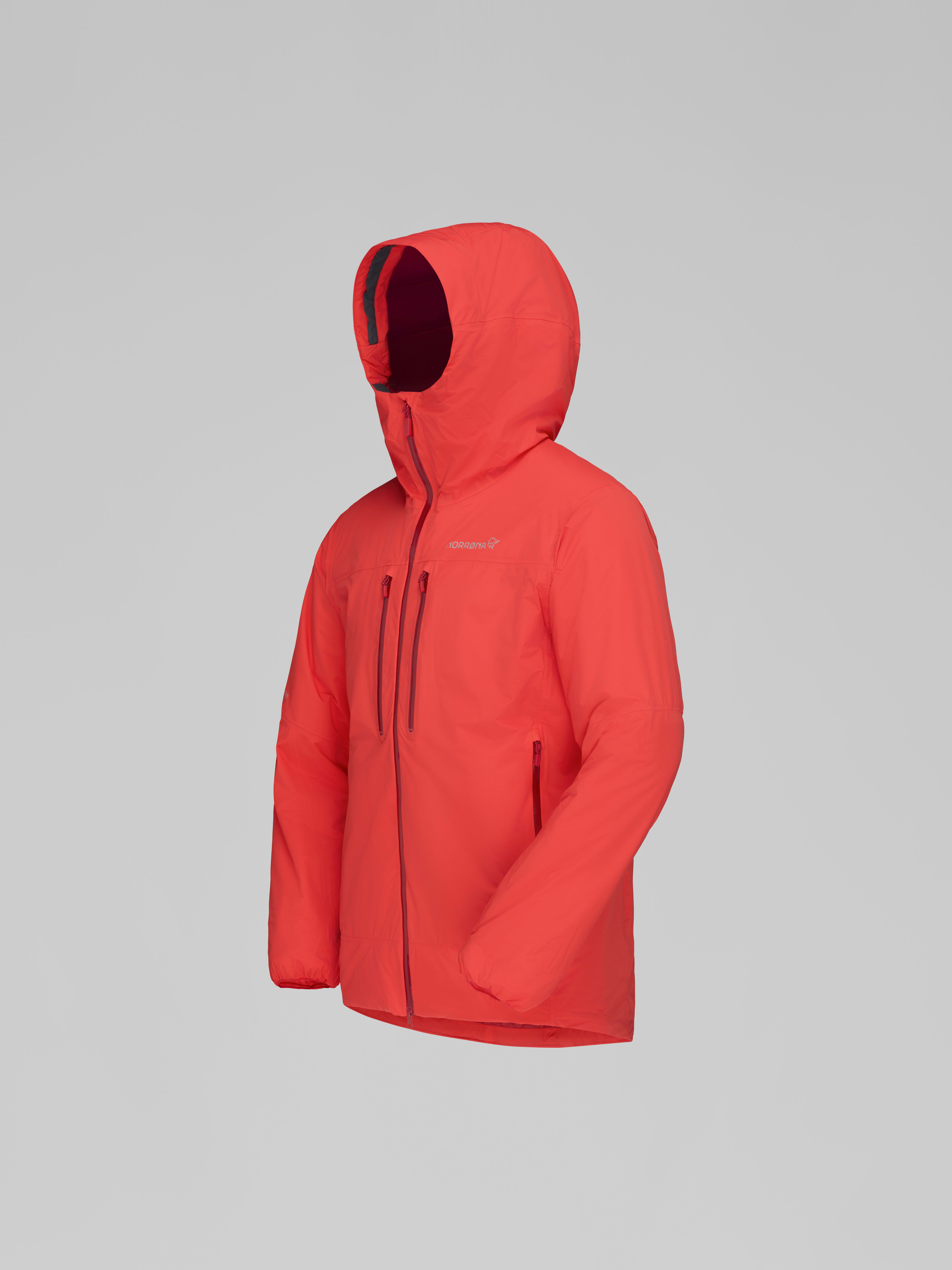 Packshot front left image of trollveggen dri2 thermo60 Zip Hood Fiery Red