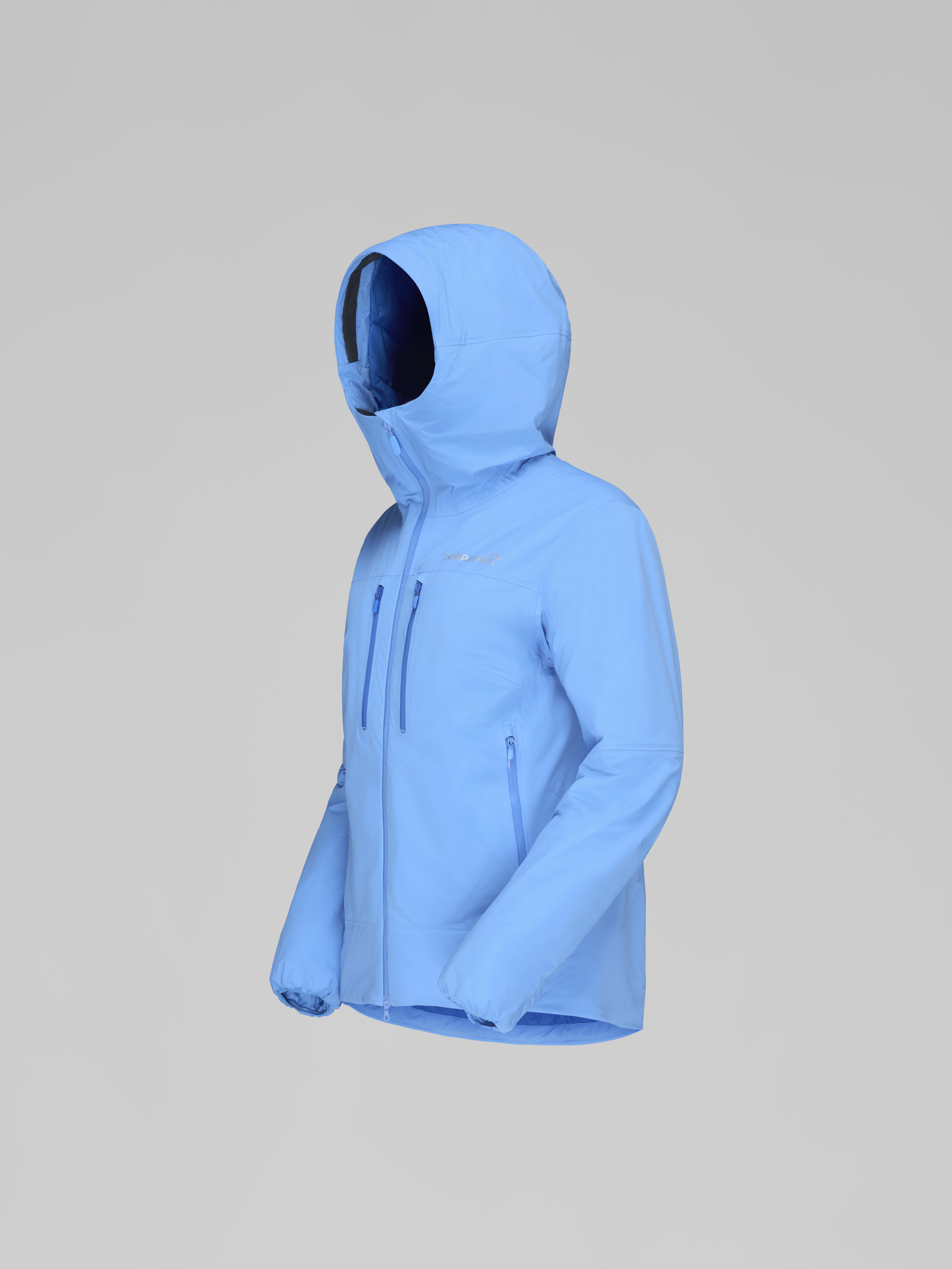 Packshot front left image of trollveggen dri2 thermo60 Zip Hood Marina