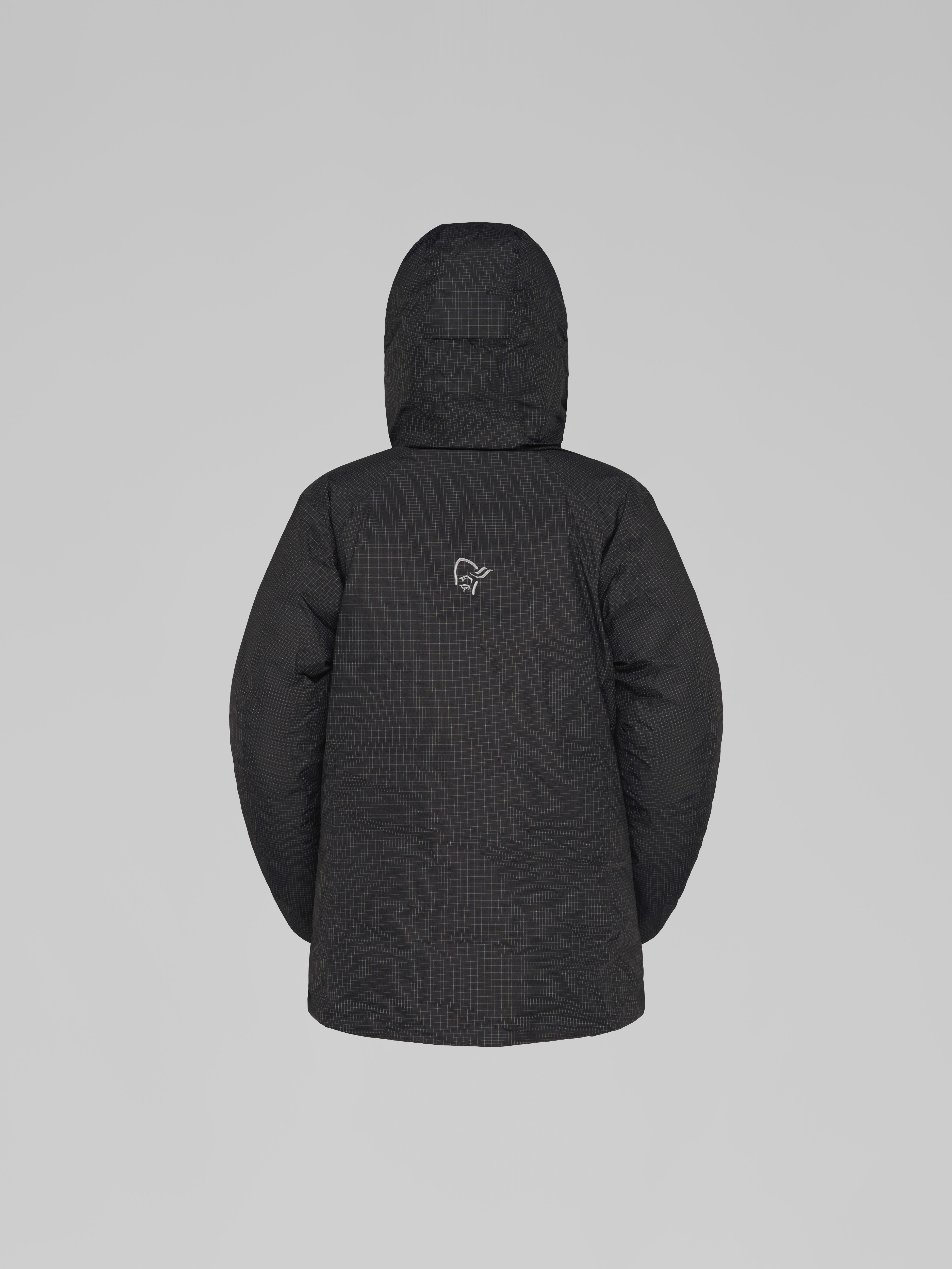 Packshot back image of trollveggen dri2 down800 Zip Hood Caviar Black