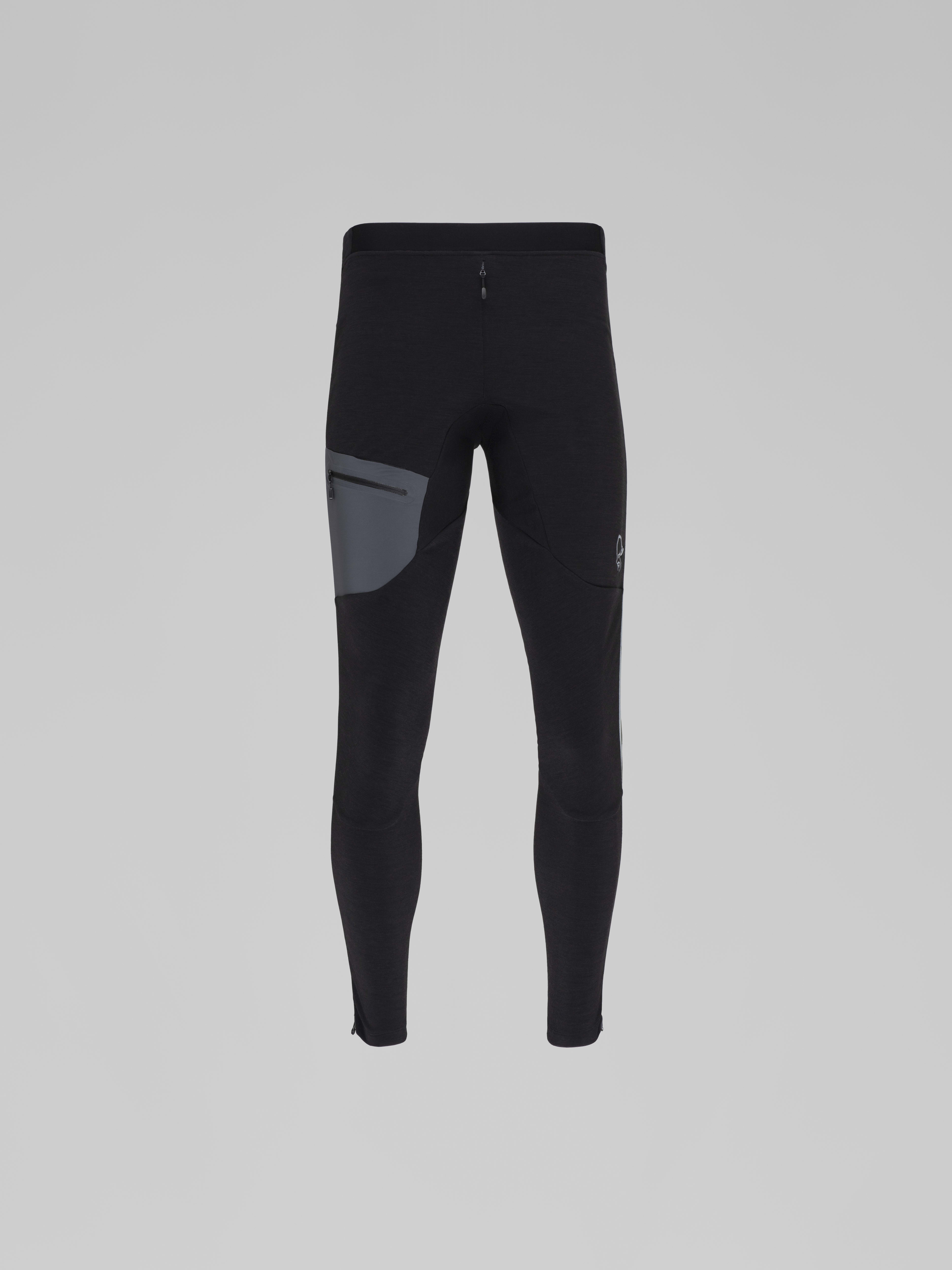 Packshot front image of trollveggen warmwool2 stretch Tights Caviar Black
