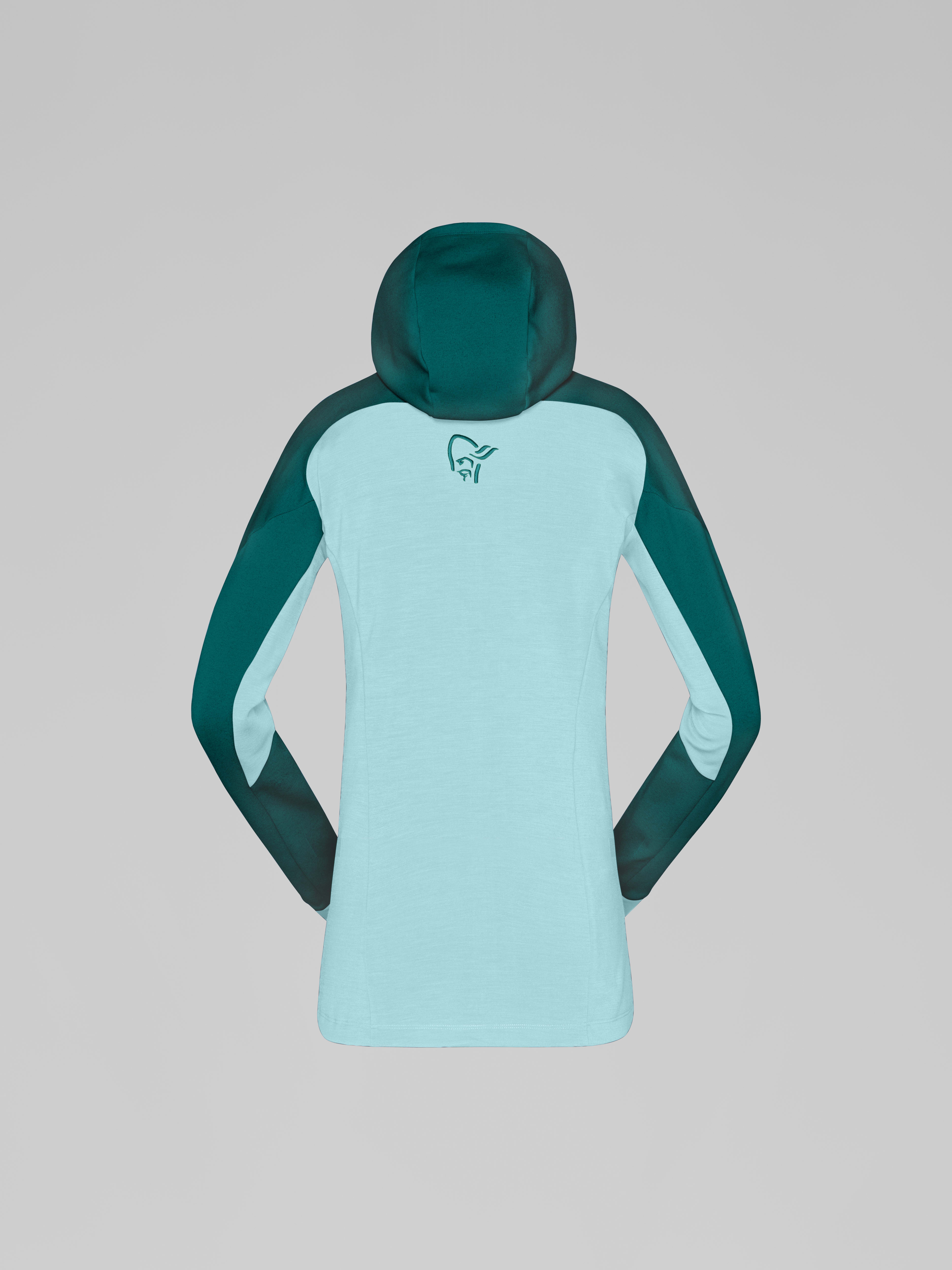 Packshot back image of trollveggen Powerstretch Pro Zip Hood Everglade