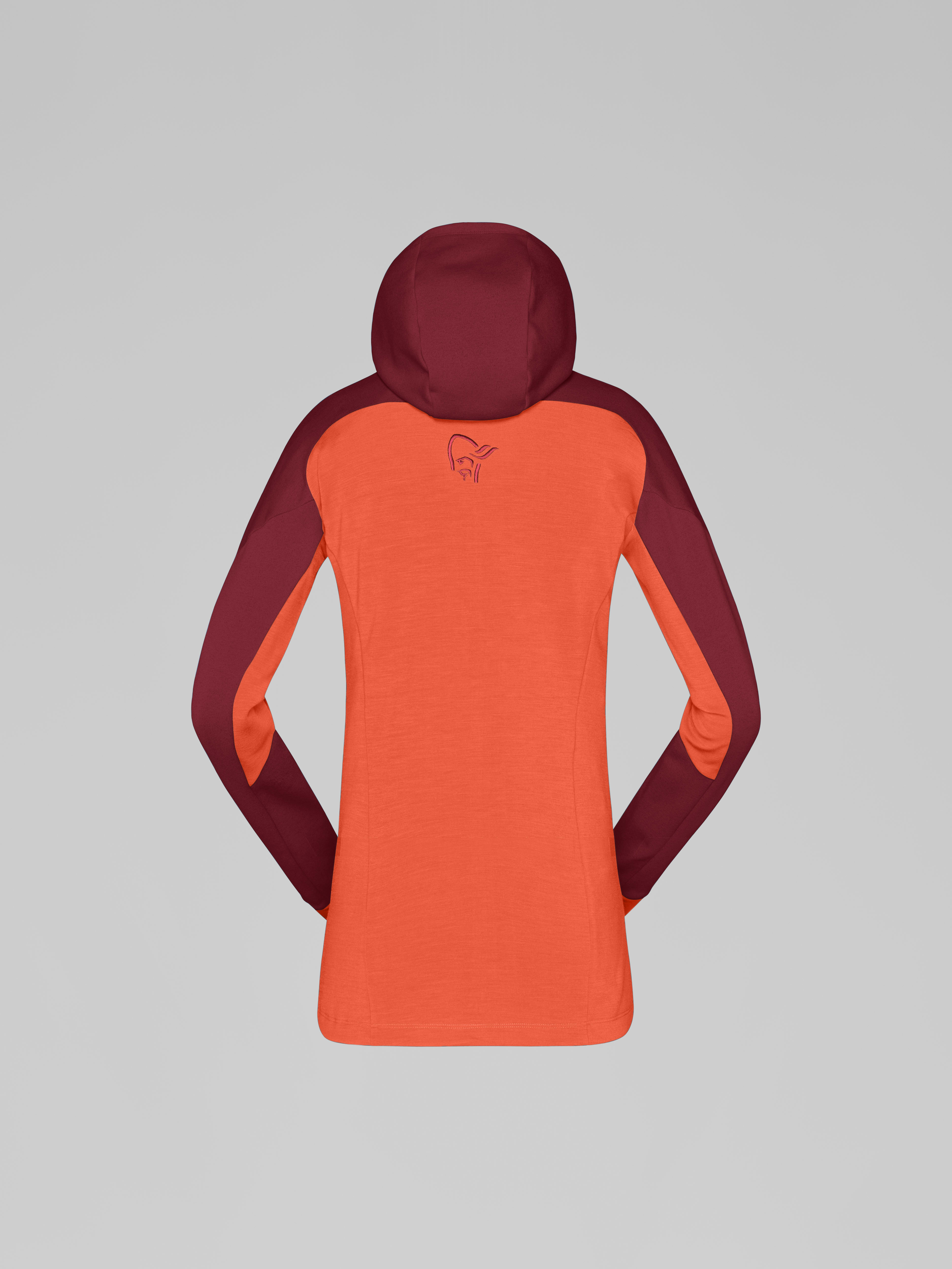 Packshot back image of trollveggen Powerstretch Pro Zip Hood Rhubarb