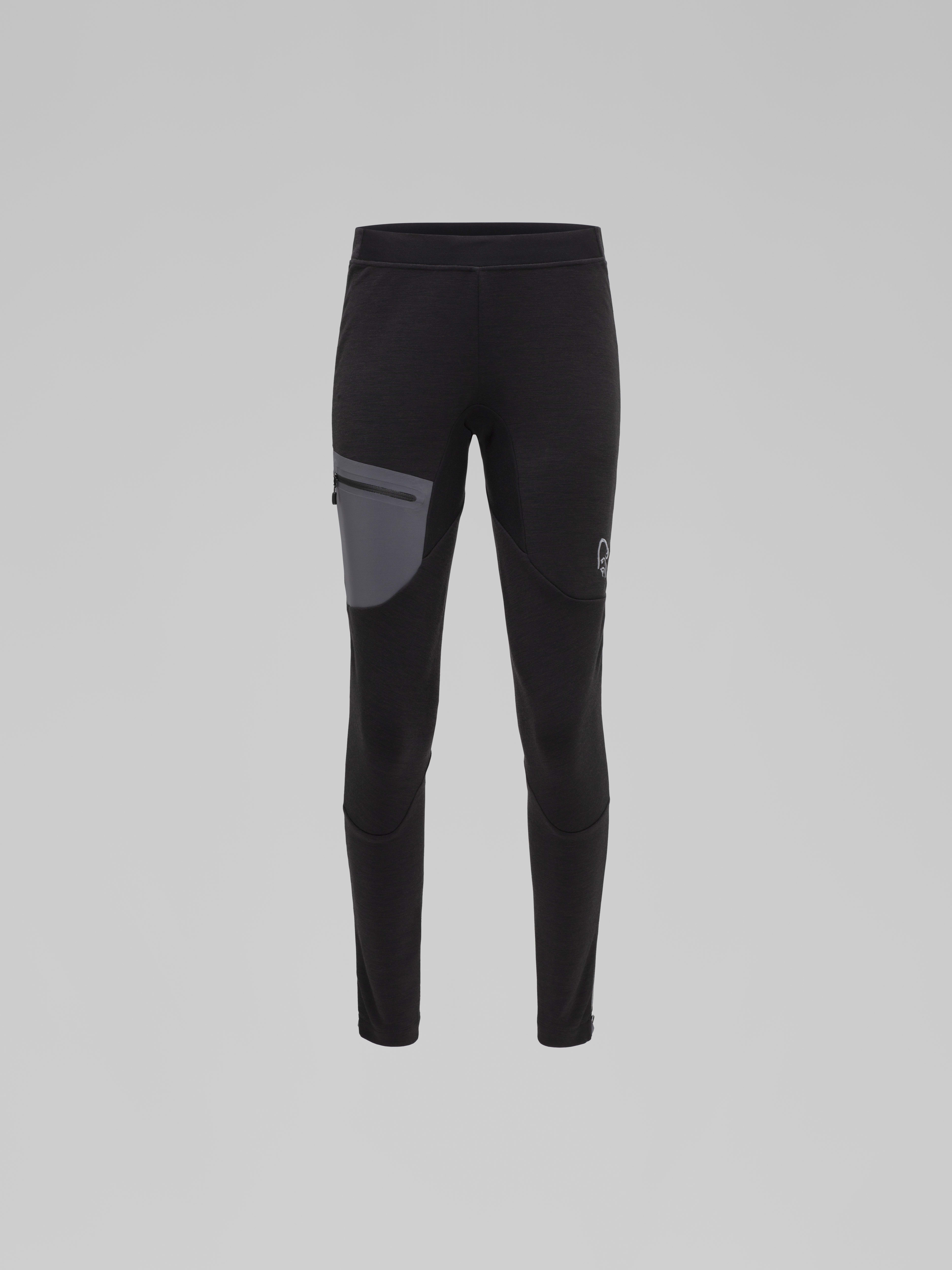Packshot front image of trollveggen warmwool2 stretch Tights Caviar Black