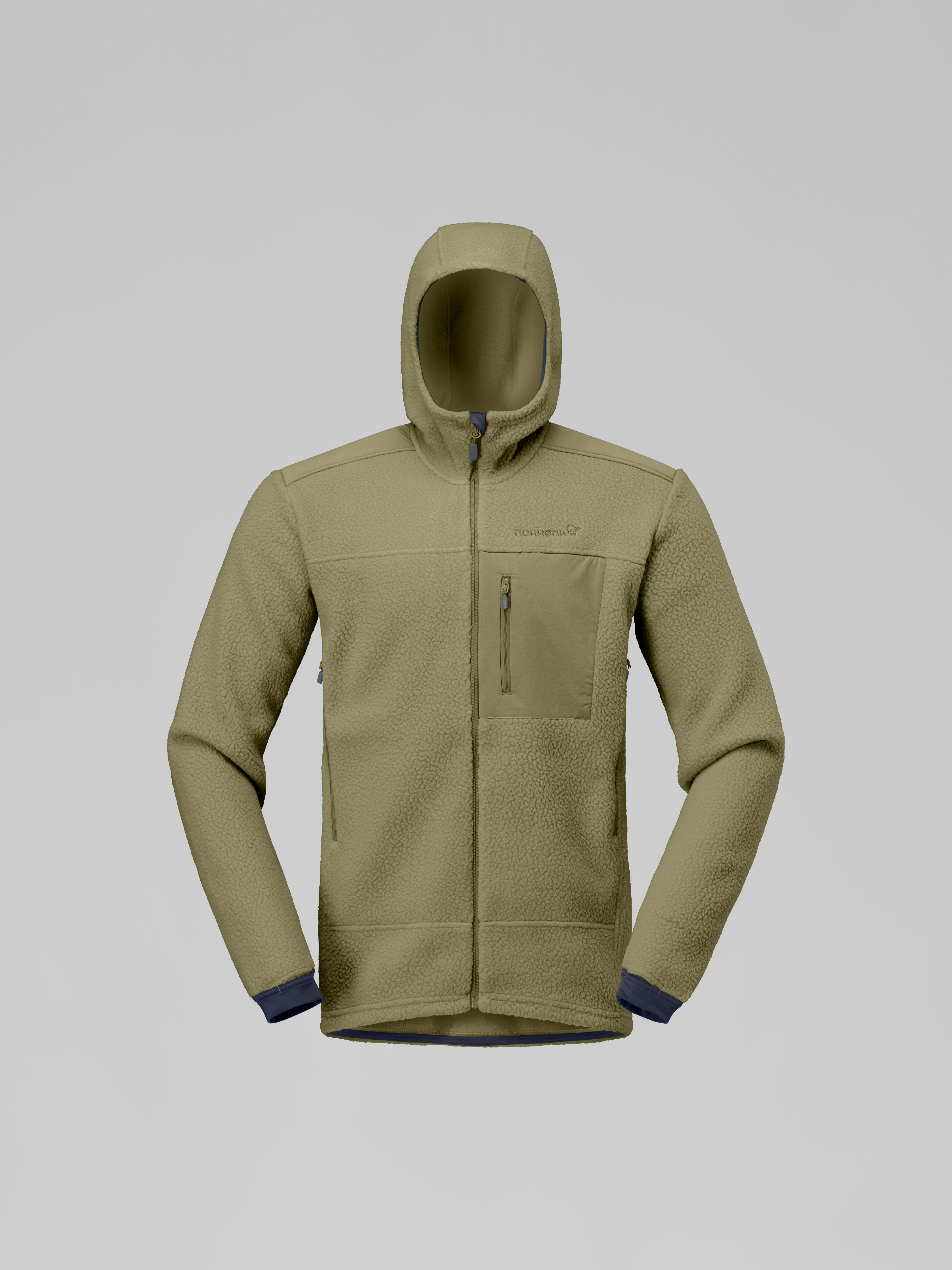 Packshot front image of trollveggen warm3 Zip Hood Deep Lichen Green