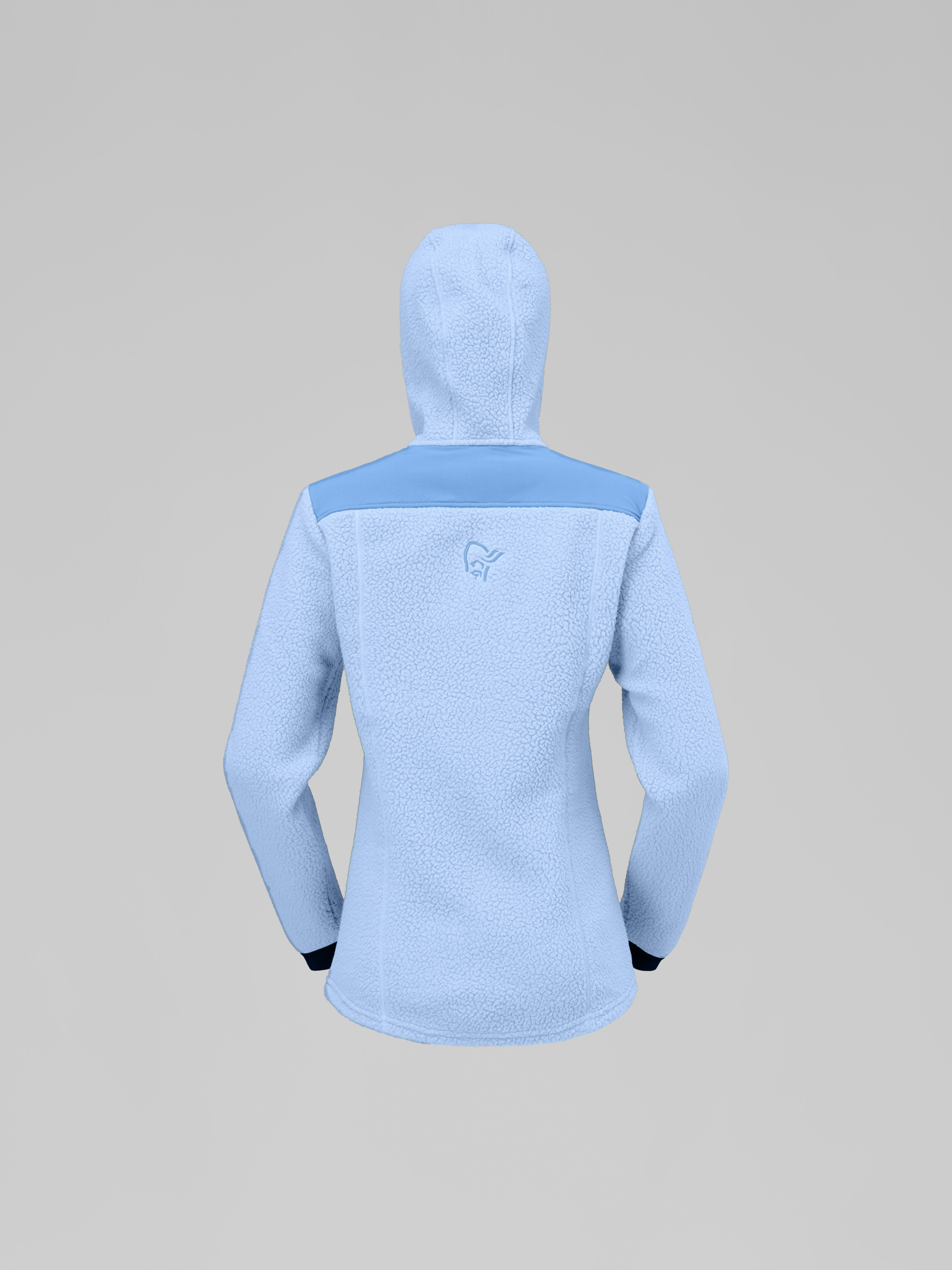 Packshot back image of trollveggen warm3 Zip Hood Cashmere Blue/Allure
