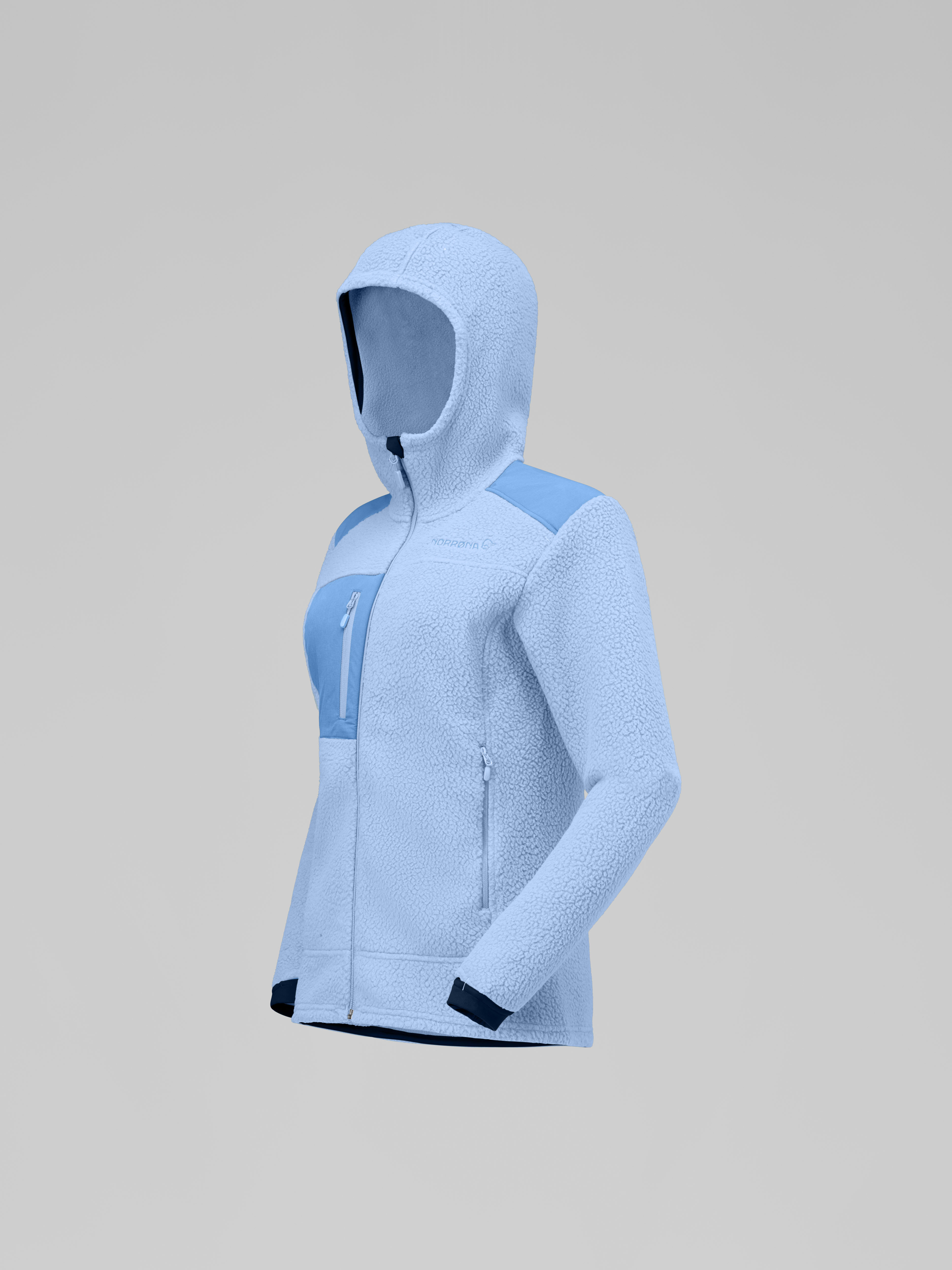 Packshot front left image of trollveggen warm3 Zip Hood Cashmere Blue/Allure