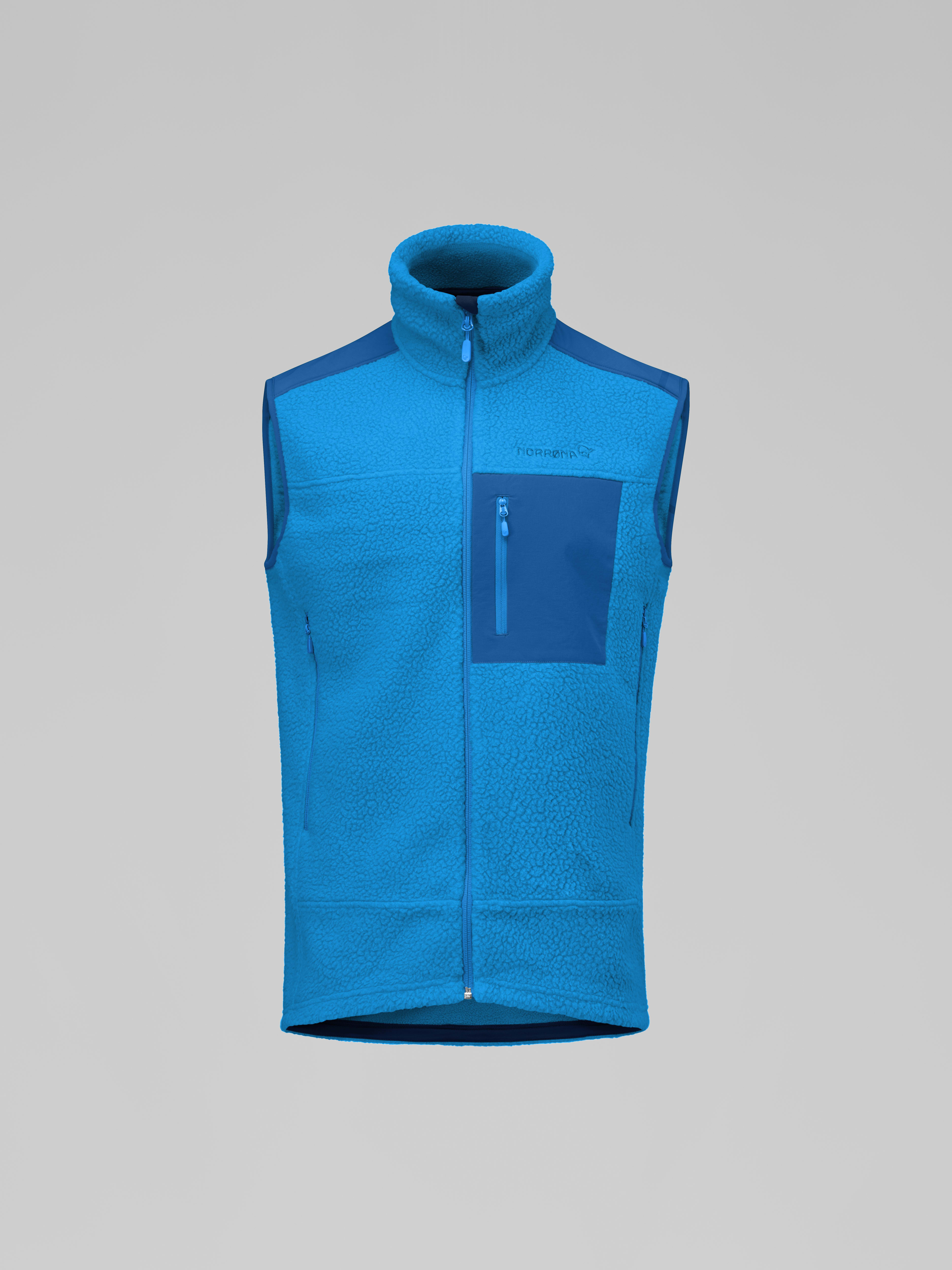Packshot front image of trollveggen warm3 Vest Brilliant Blue/Dark Blue