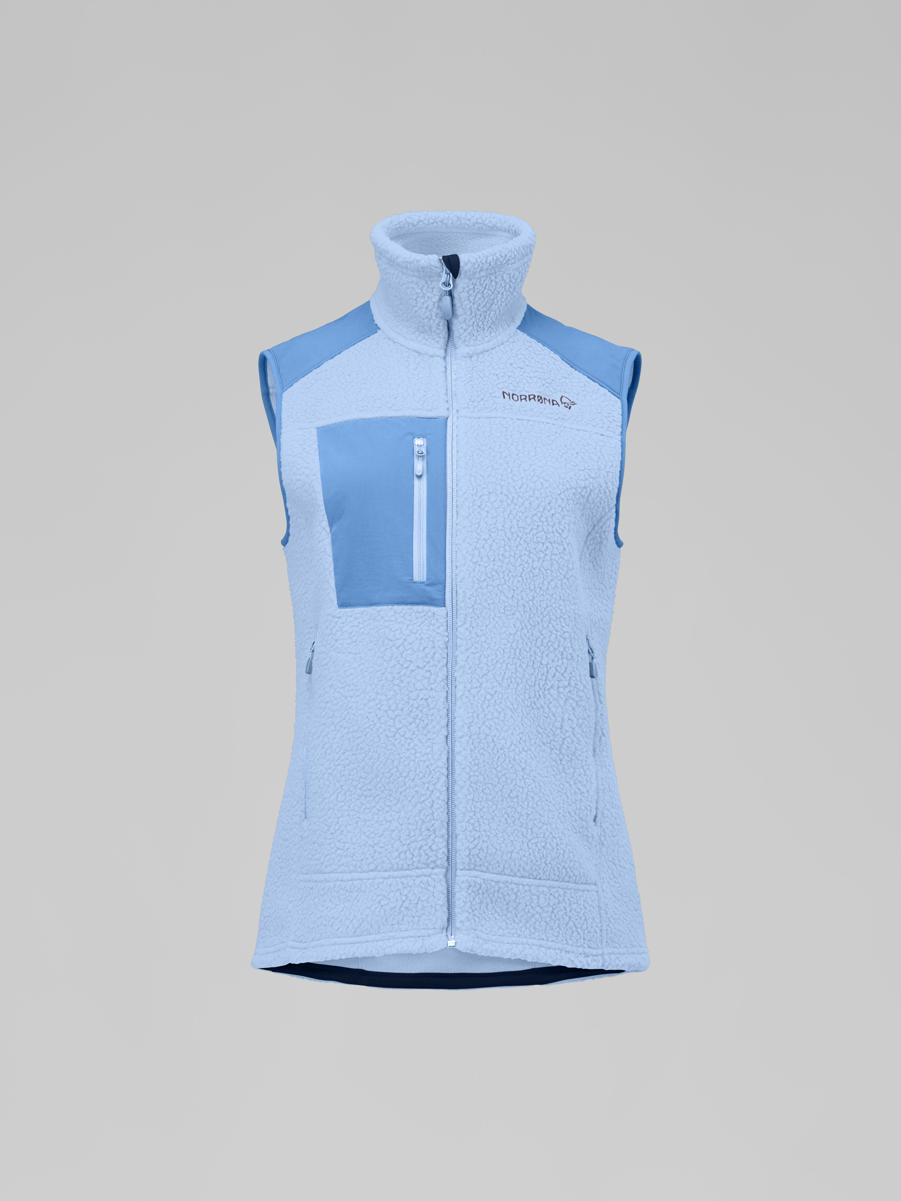 Packshot front image of trollveggen warm3 Vest Cashmere Blue/Allure