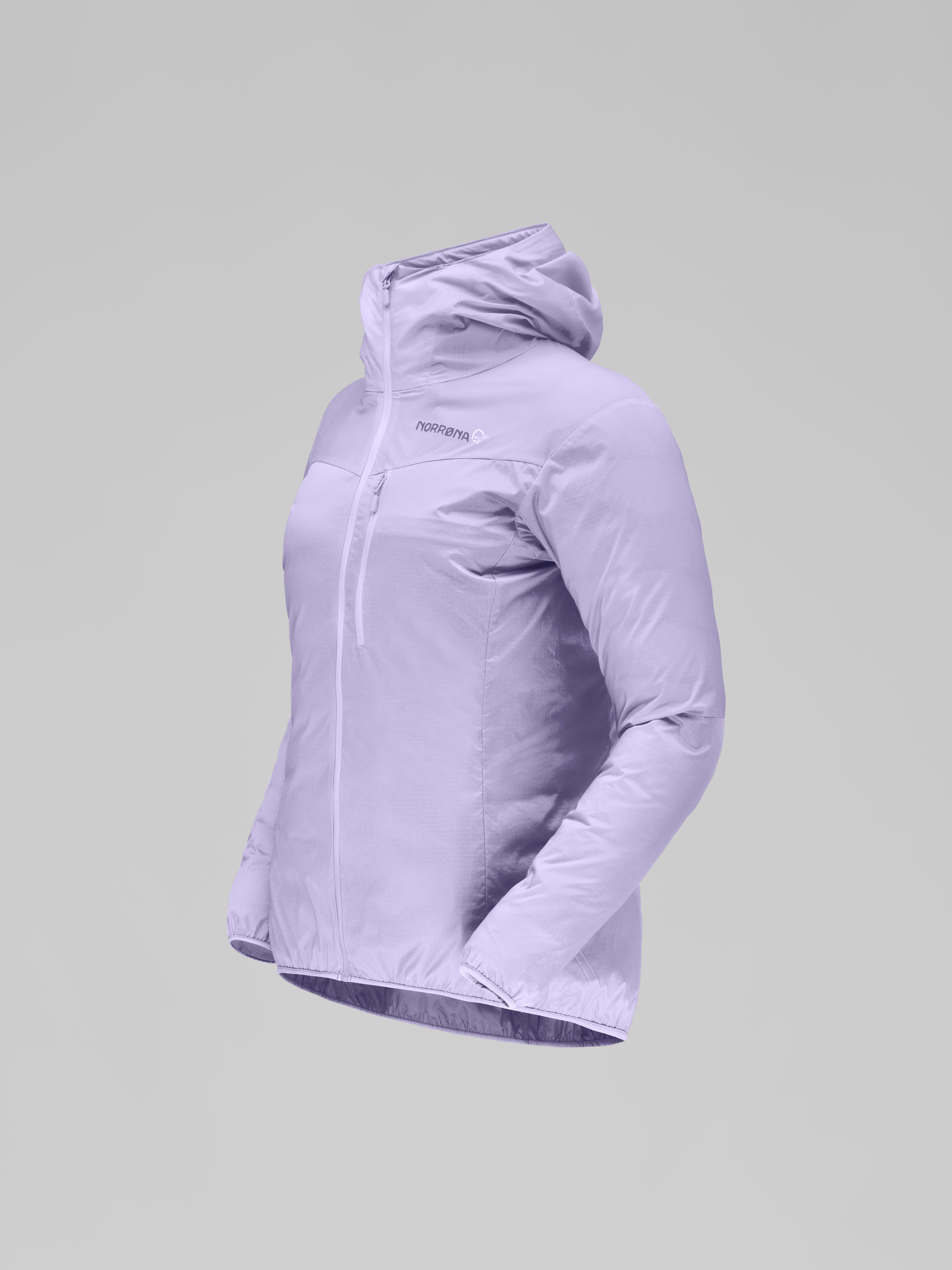 Packshot front left image of falketind aero60 Zip Hood Heirloom Lilac