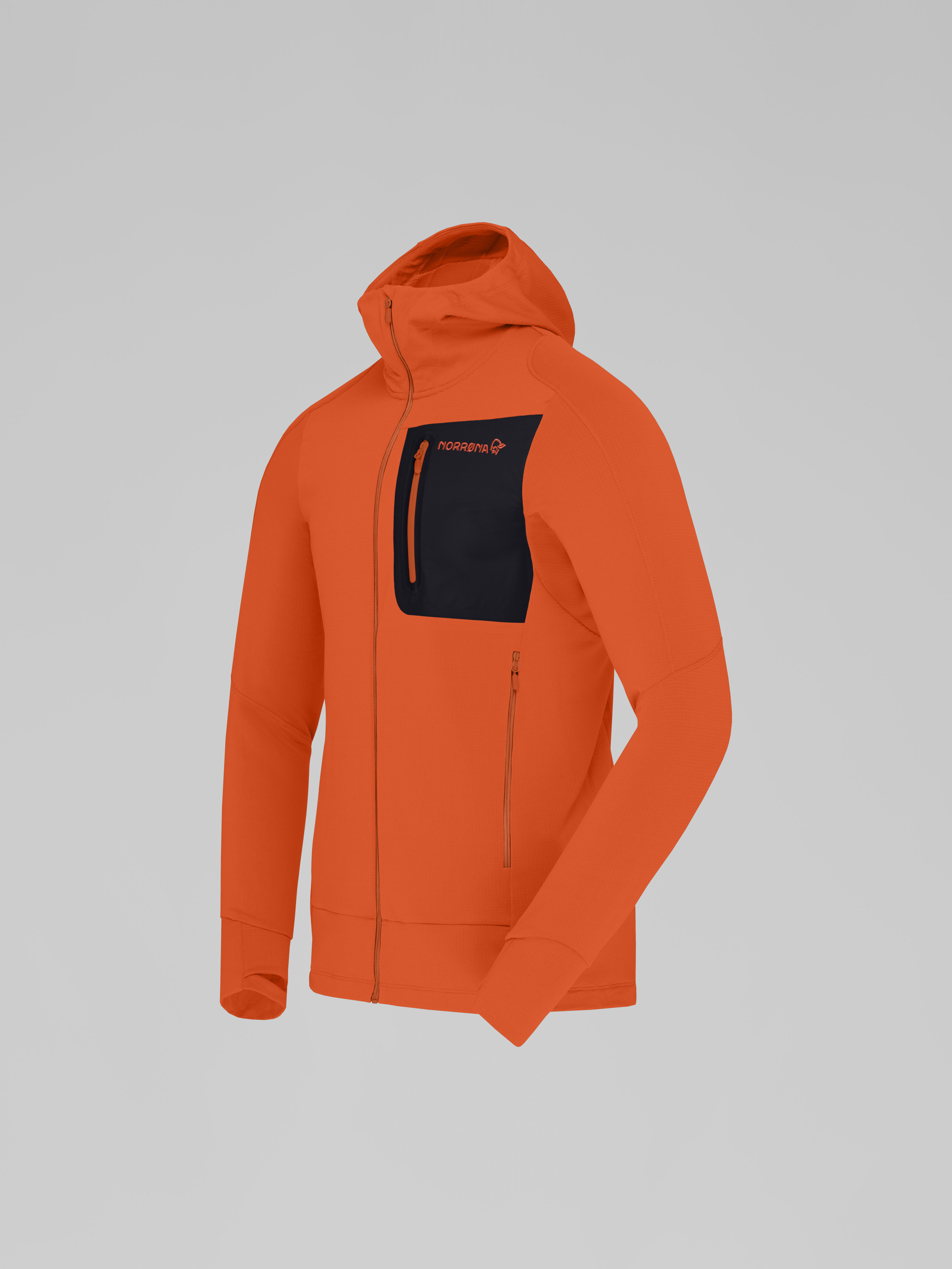 Packshot front left image of falketind Power Grid Zip Hood Gold Flame