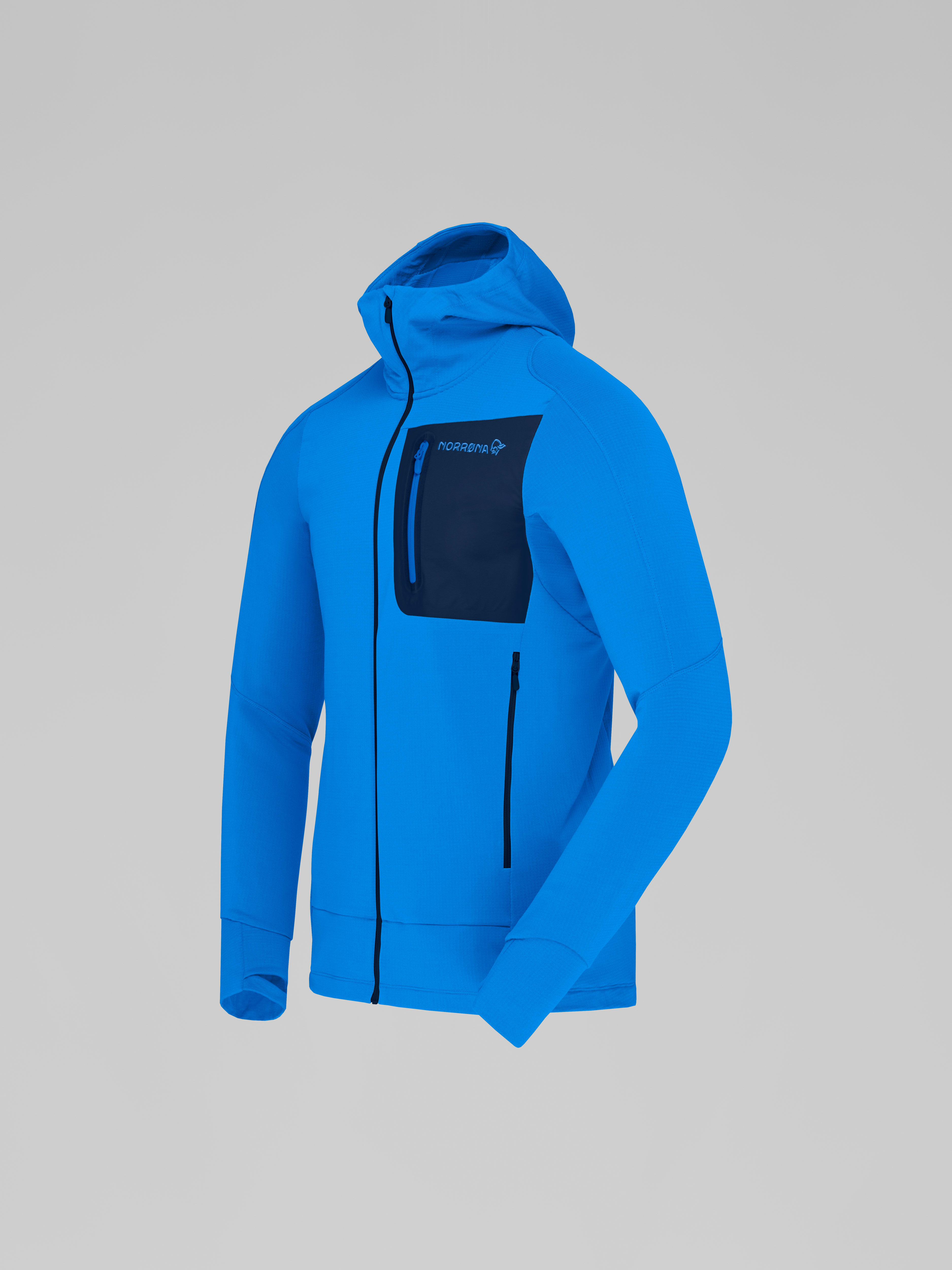 Packshot front left image of falketind Power Grid Zip Hood Skydiver