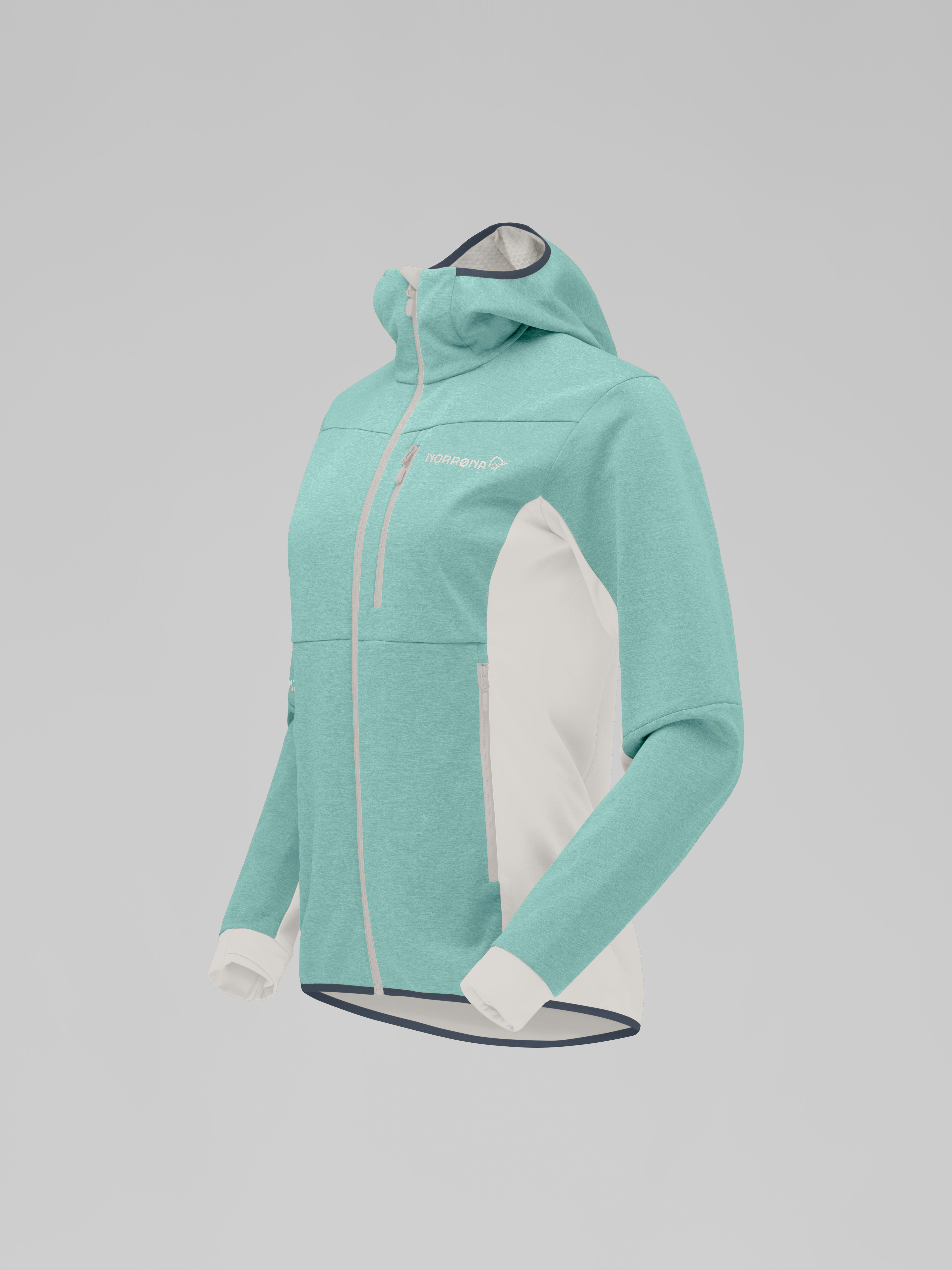 Packshot front left image of falketind warm2 Octa Hood Malachite Green