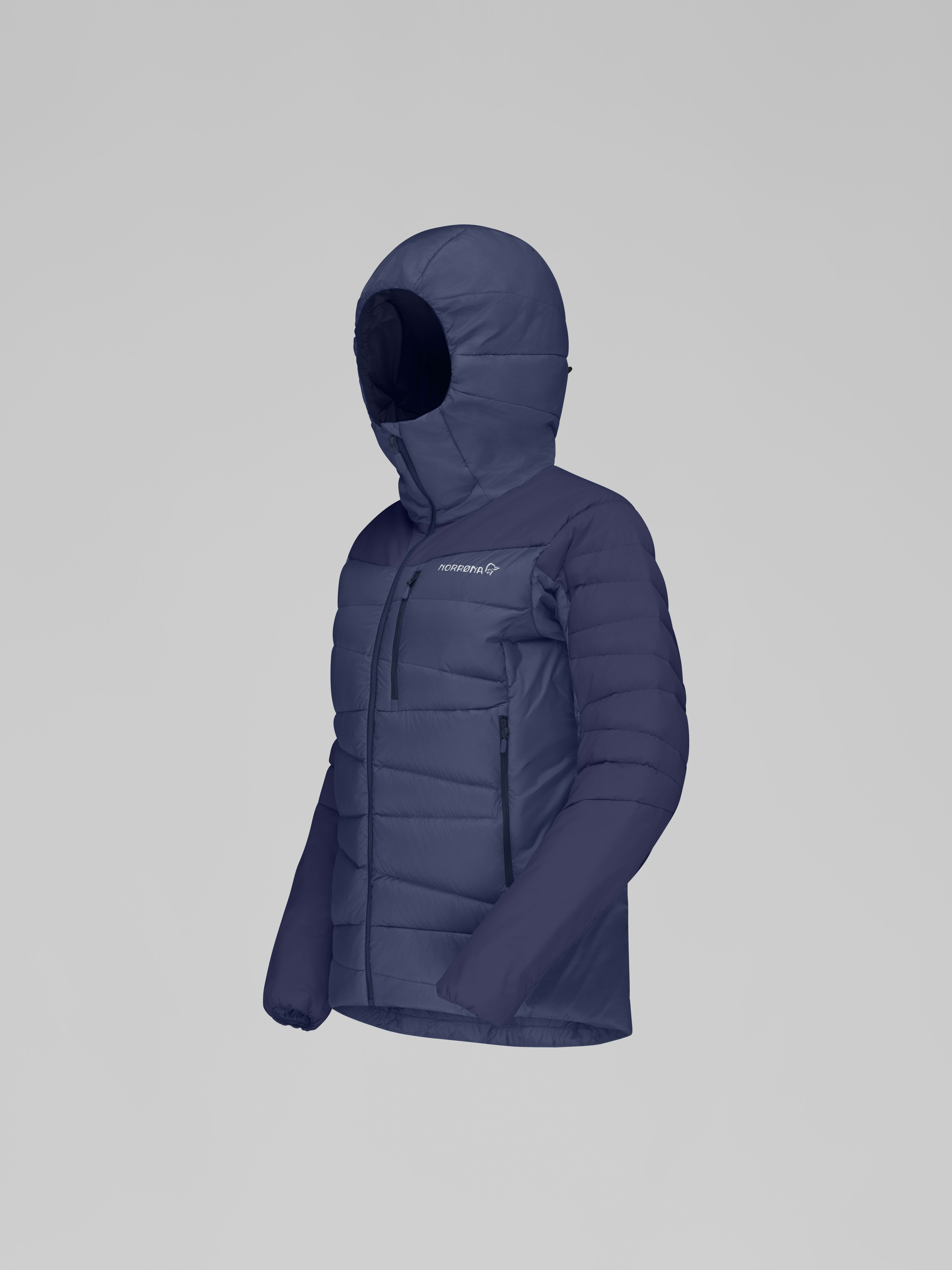 Packshot front left image of falketind down700 Zip Hood Indigo Night