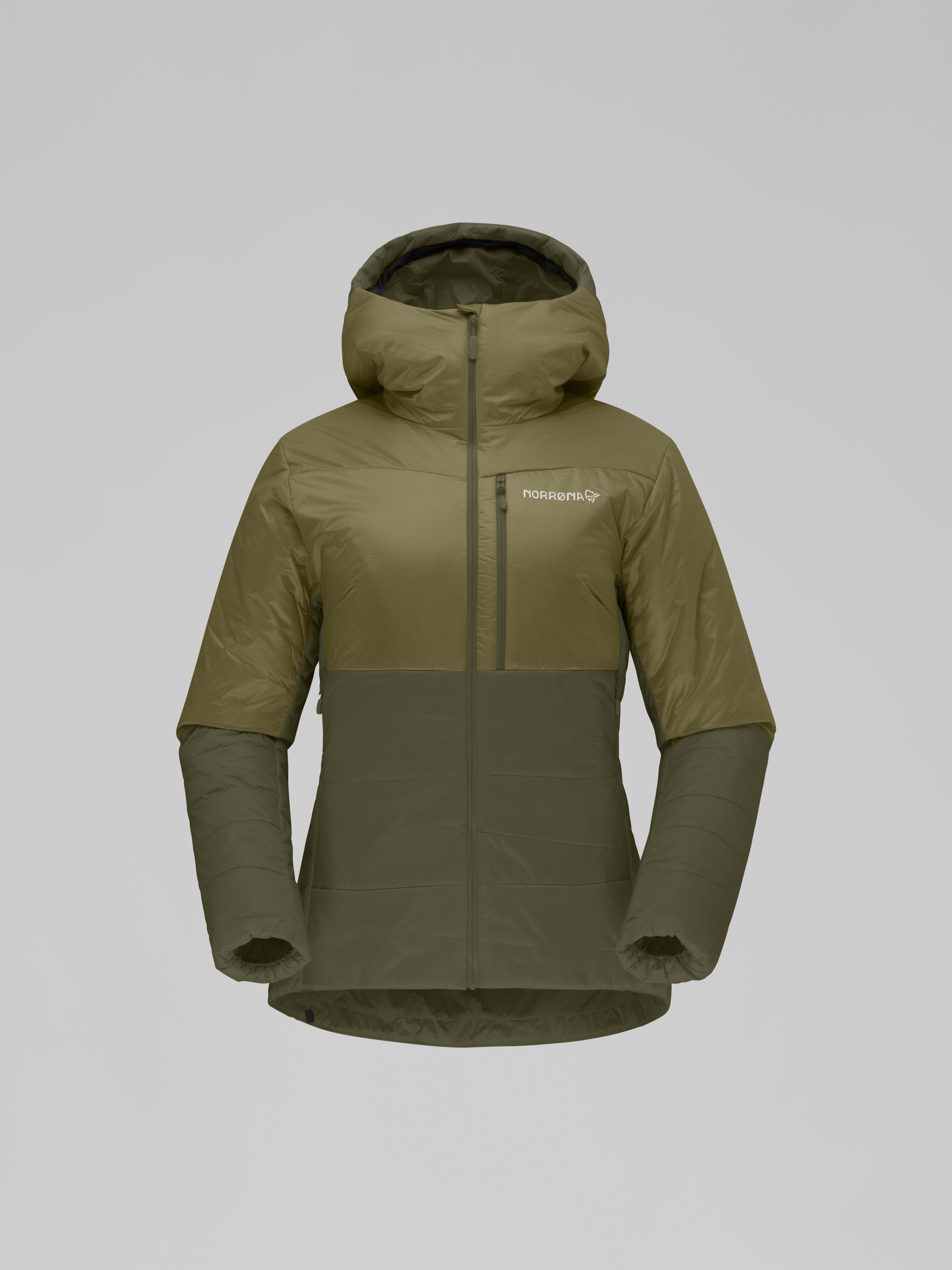 Packshot front image of falketind thermo60 Hood Olive Drab/Olive Night