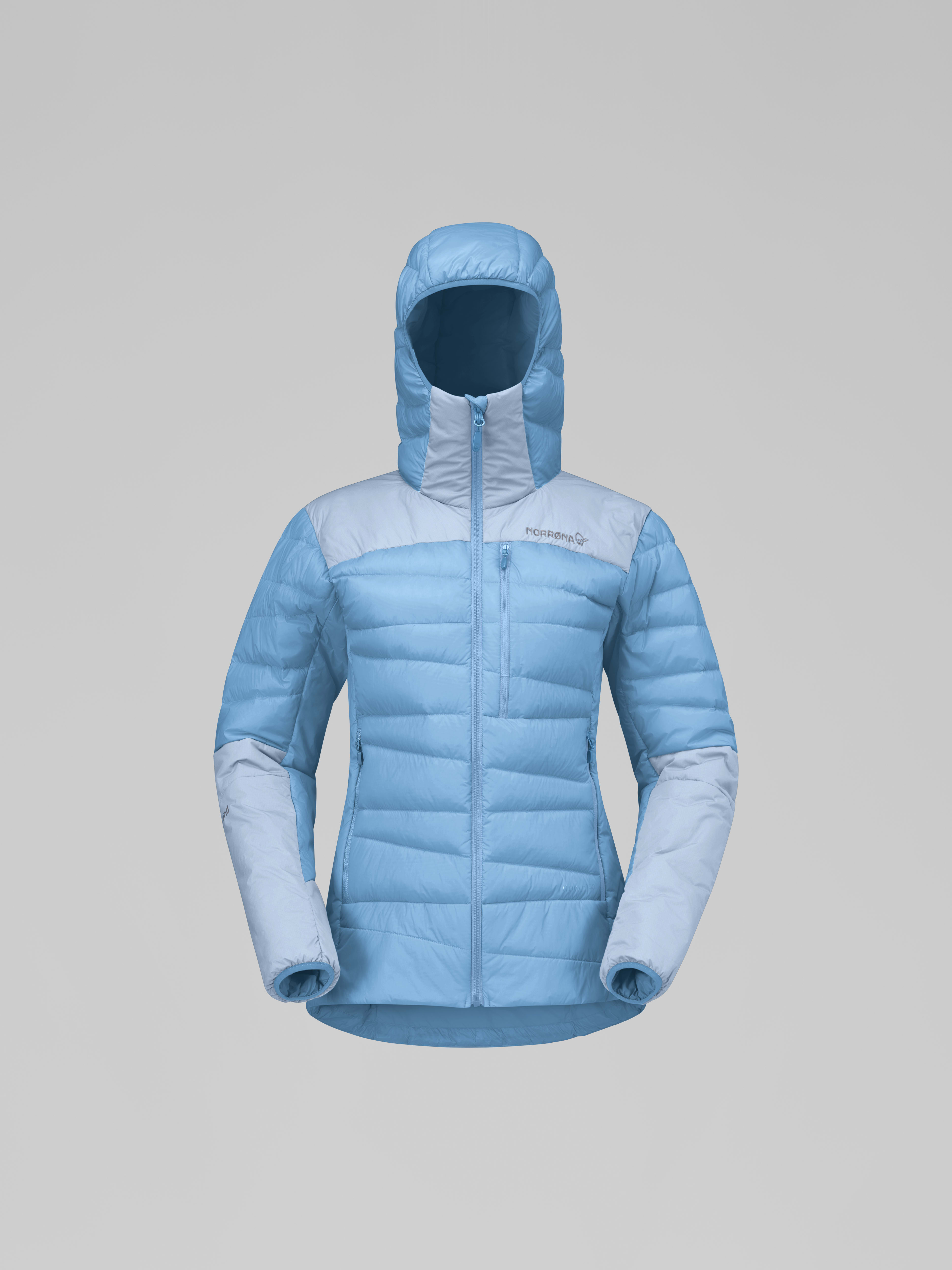 Packshot front image of falketind down750 Zip Hood Allure/Cashmere Blue