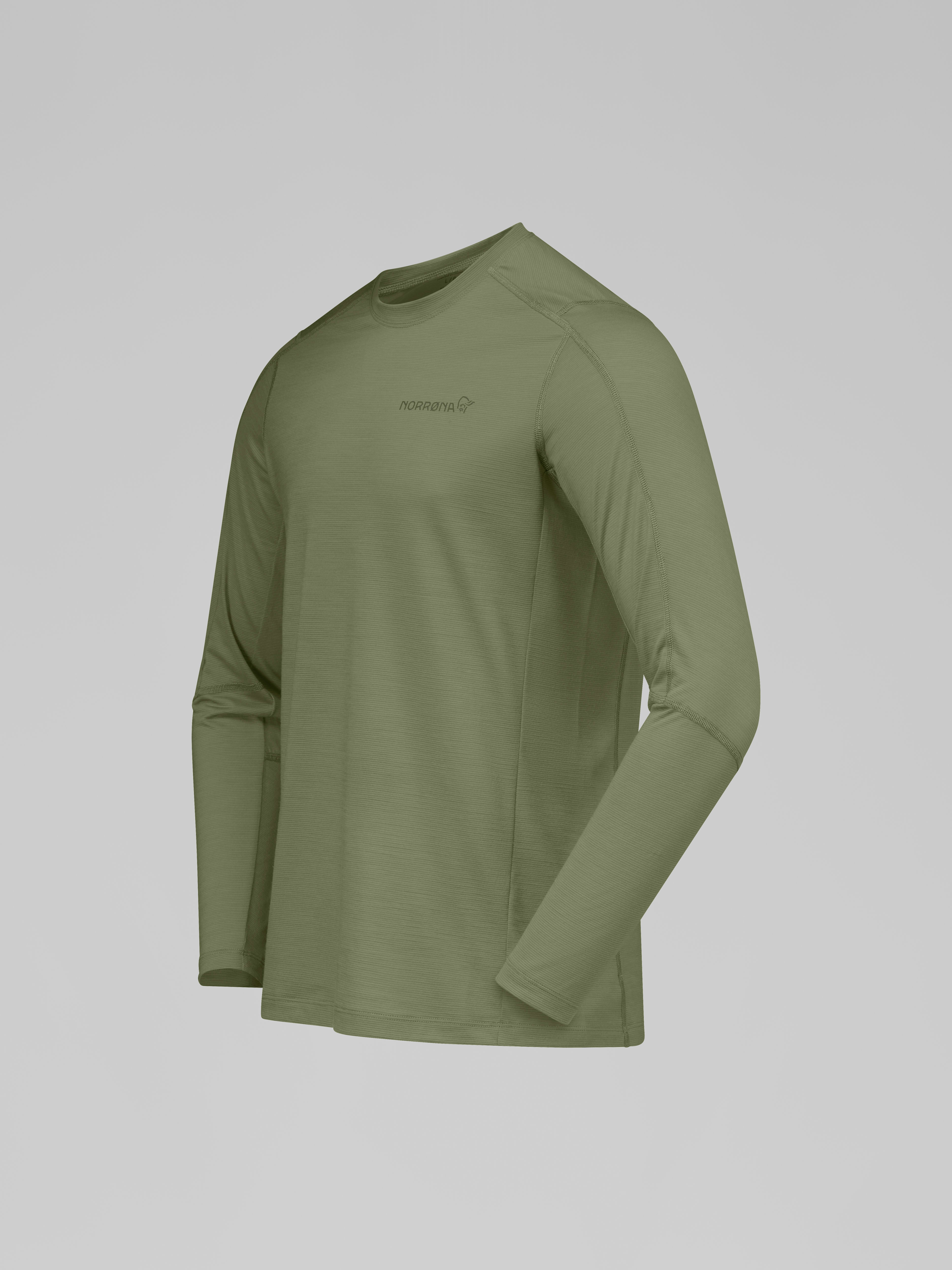 Packshot front left image of falketind equaliserUll Long Sleeve Deep Lichen Green