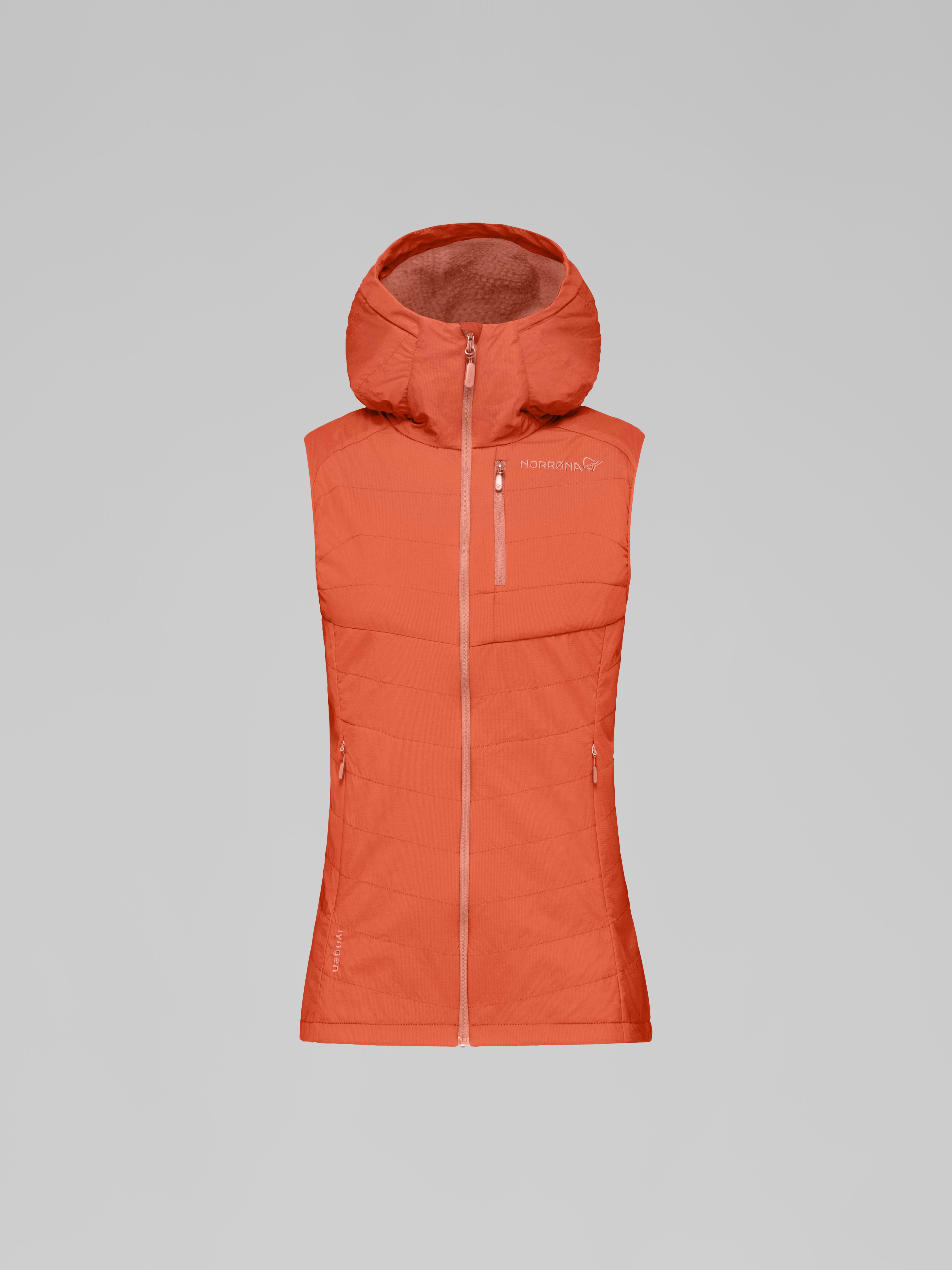 Packshot front image of lyngen Alpha90 Vest Orange Alert