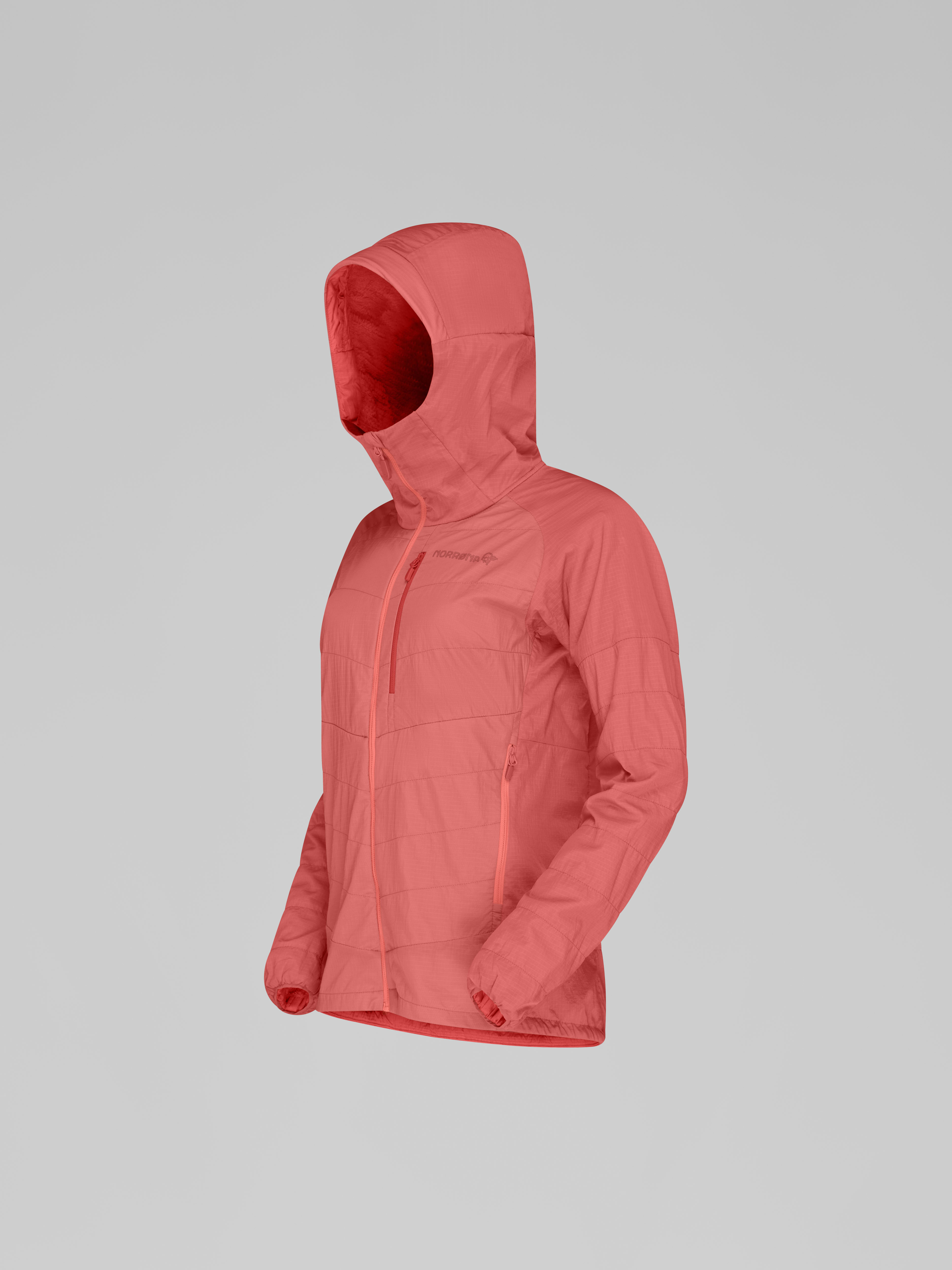 Packshot front left image of lyngen thermo100active Zip Hood Deep Sea Coral
