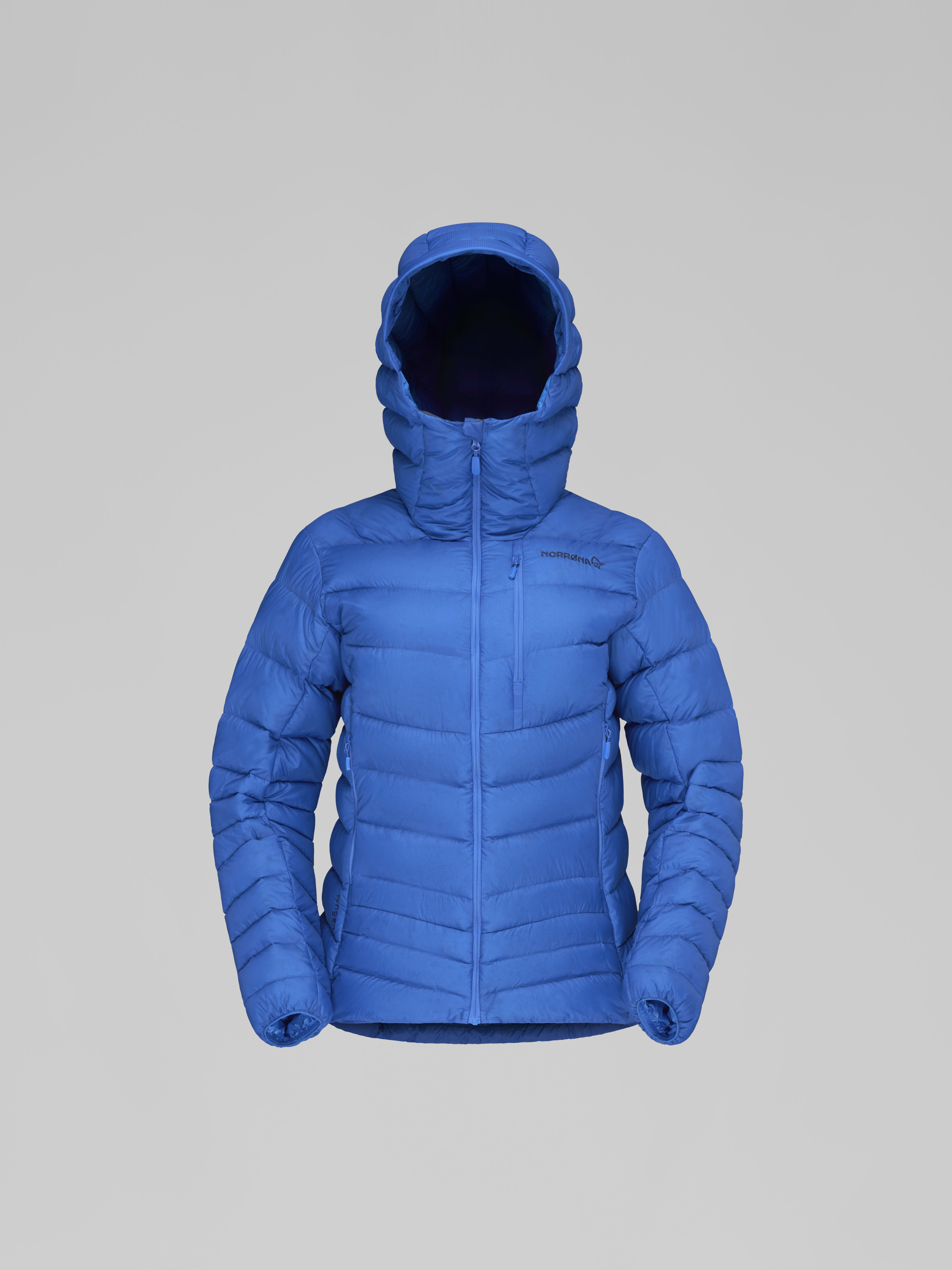 Packshot front image of lyngen down850 Zip Hood Victoria Blue