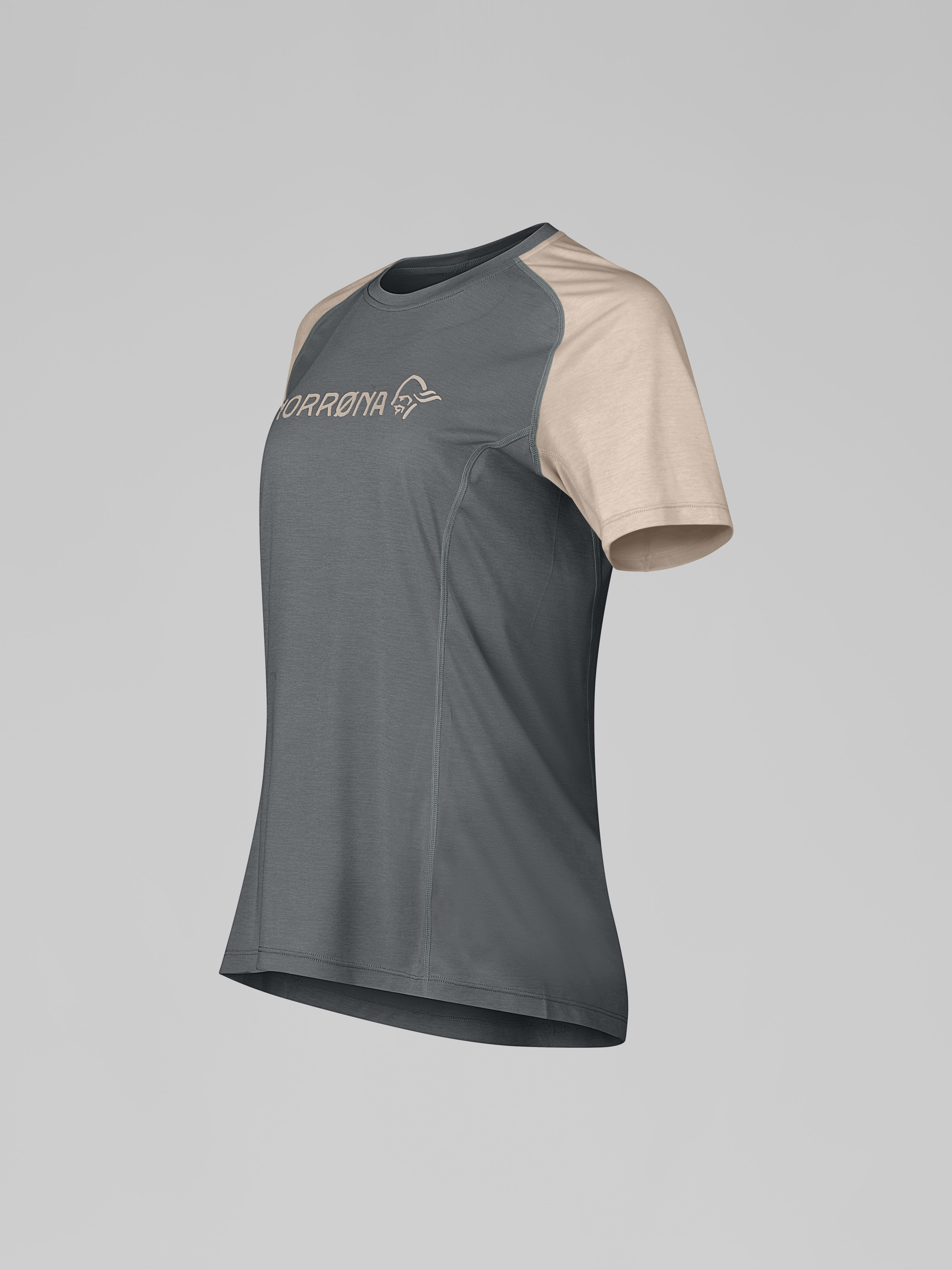 Packshot front left image of fjora equaliser lightweight T-shirt Beluga/Winter Twig