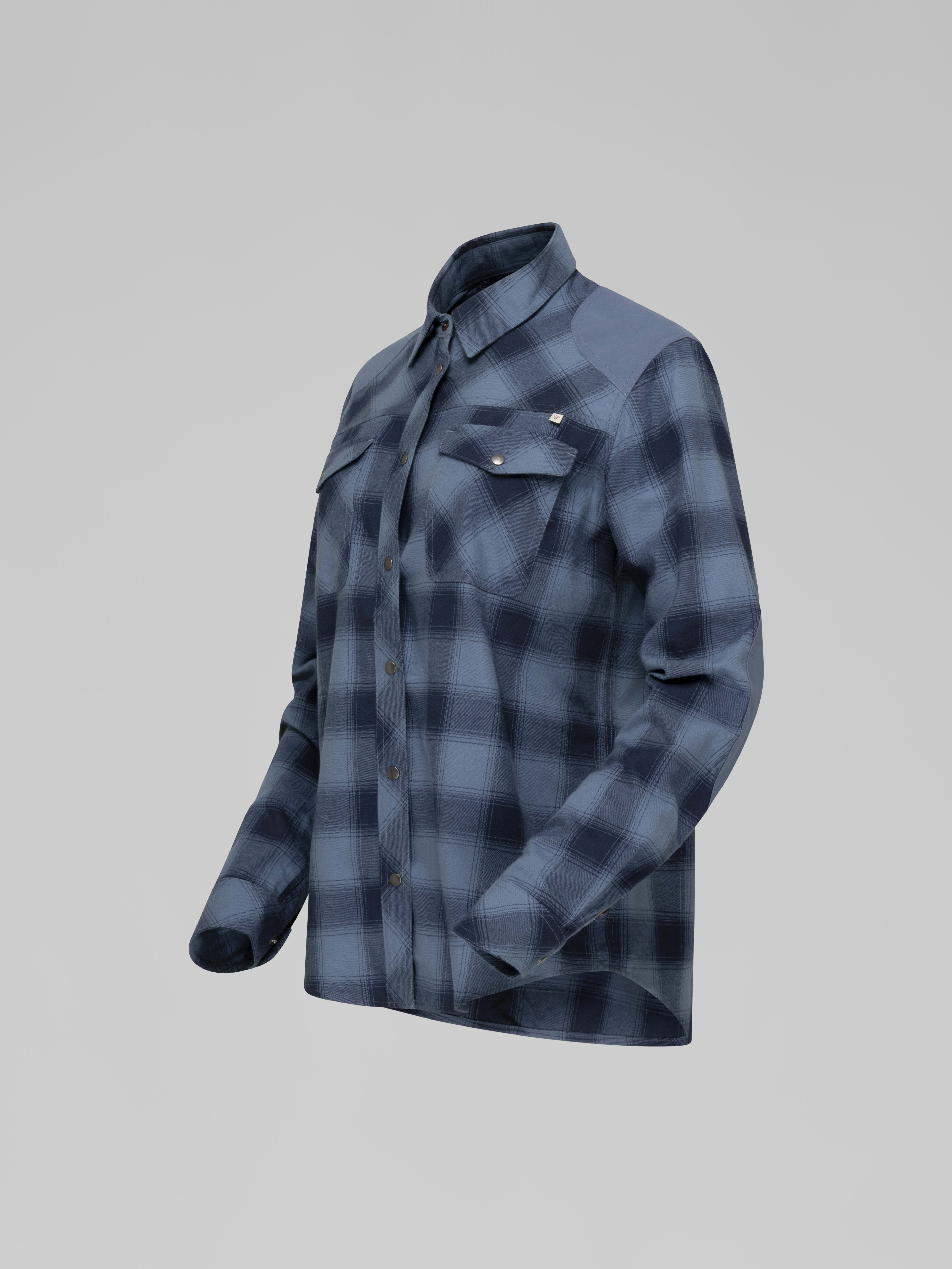 Packshot front left image of femund flannel Shirt Navy Blazer