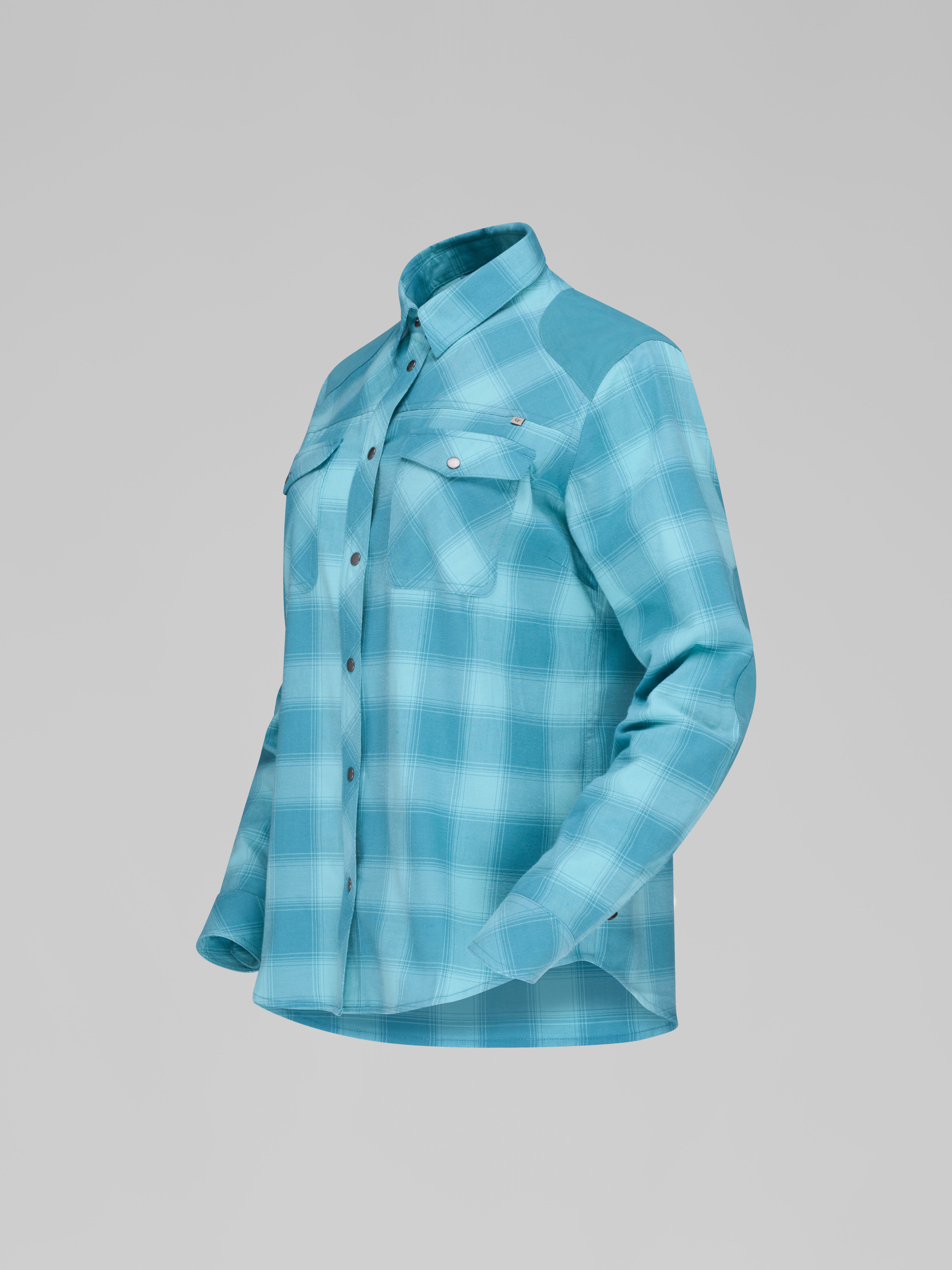 Packshot front left image of femund flannel Shirt Brittany Blue