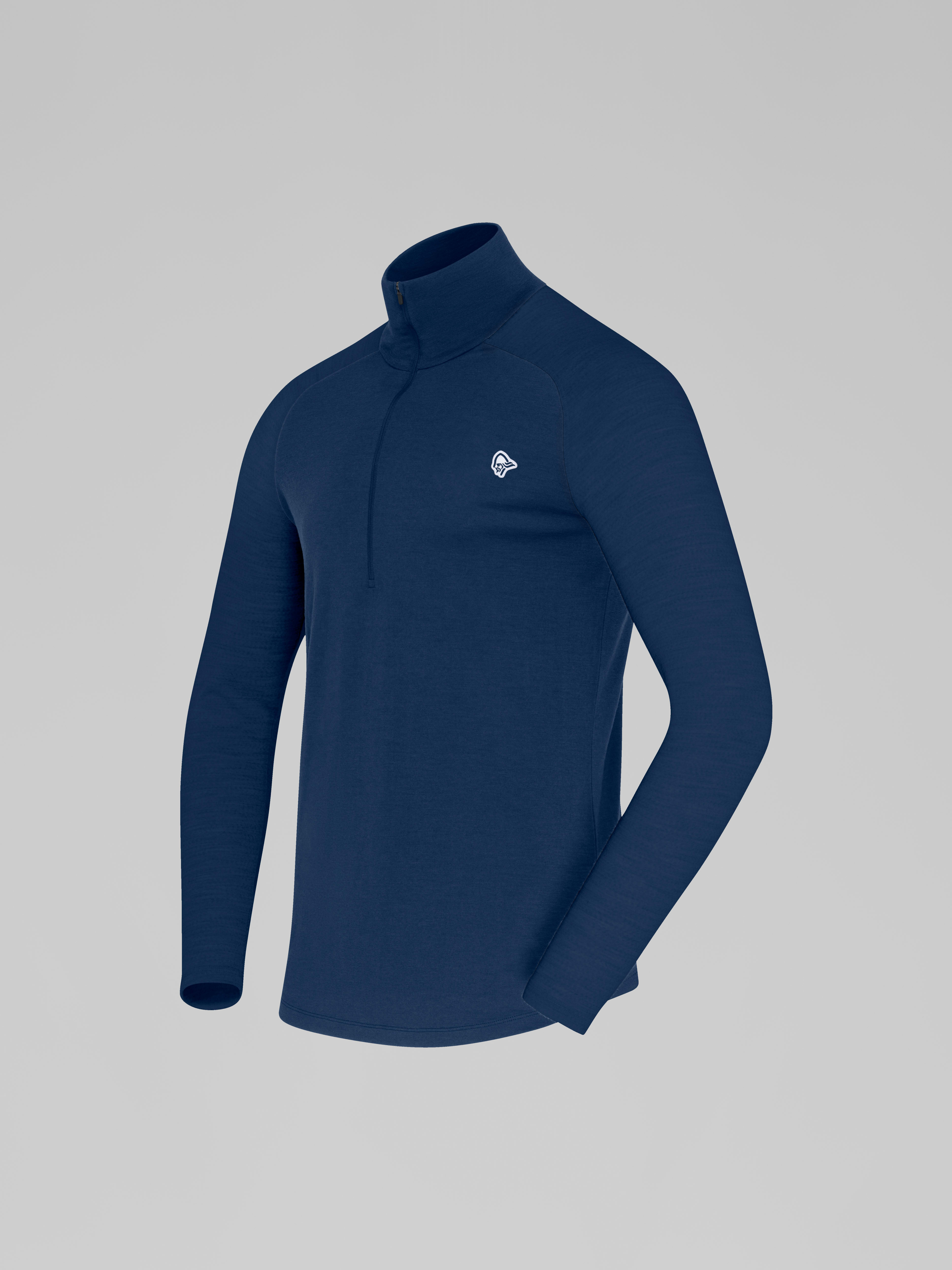 Packshot front left image of femund pureUll Zip Neck Indigo Night Blue
