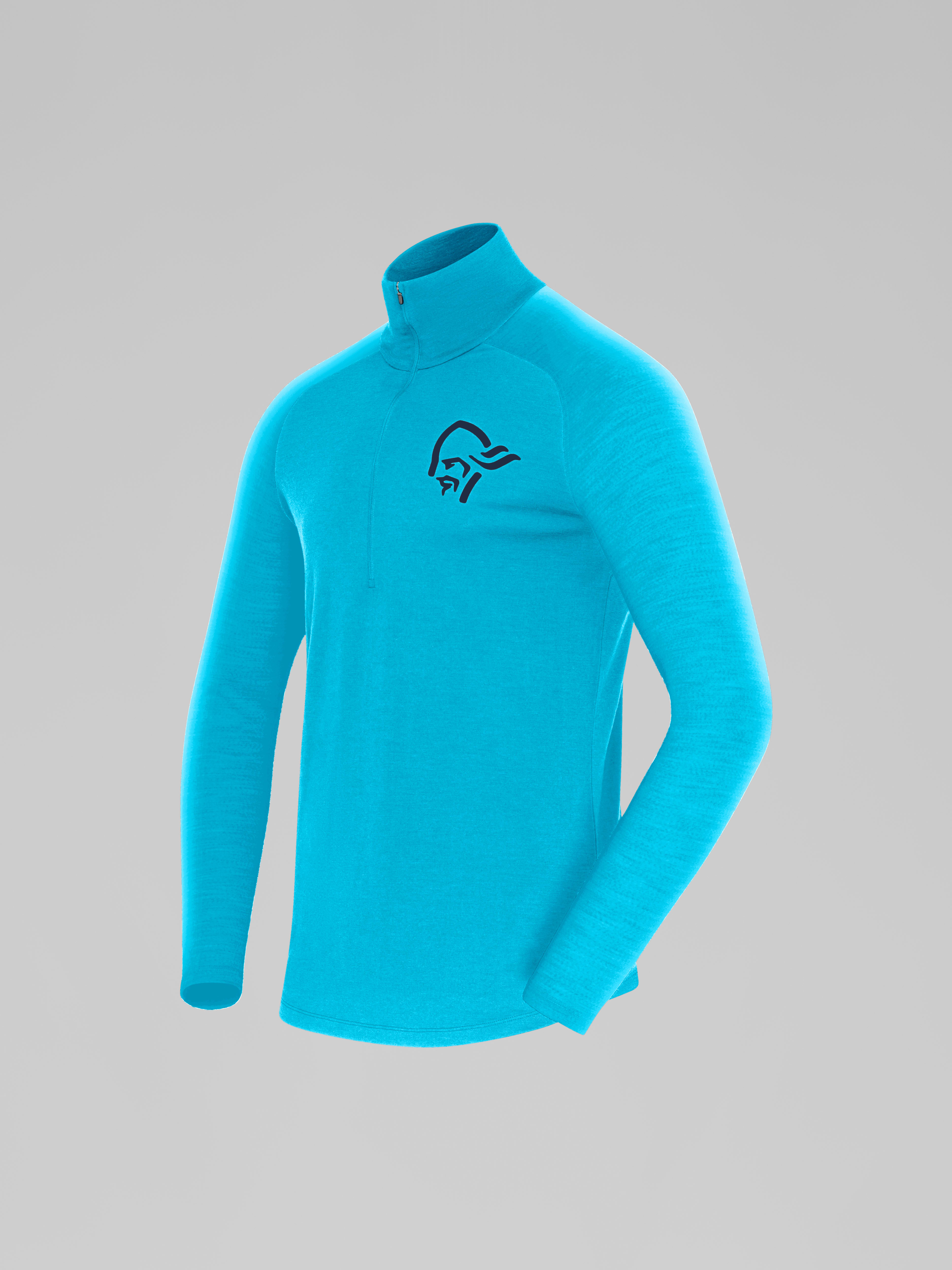Packshot front left image of norrona pureUll Zip Neck Hawaiian Surf