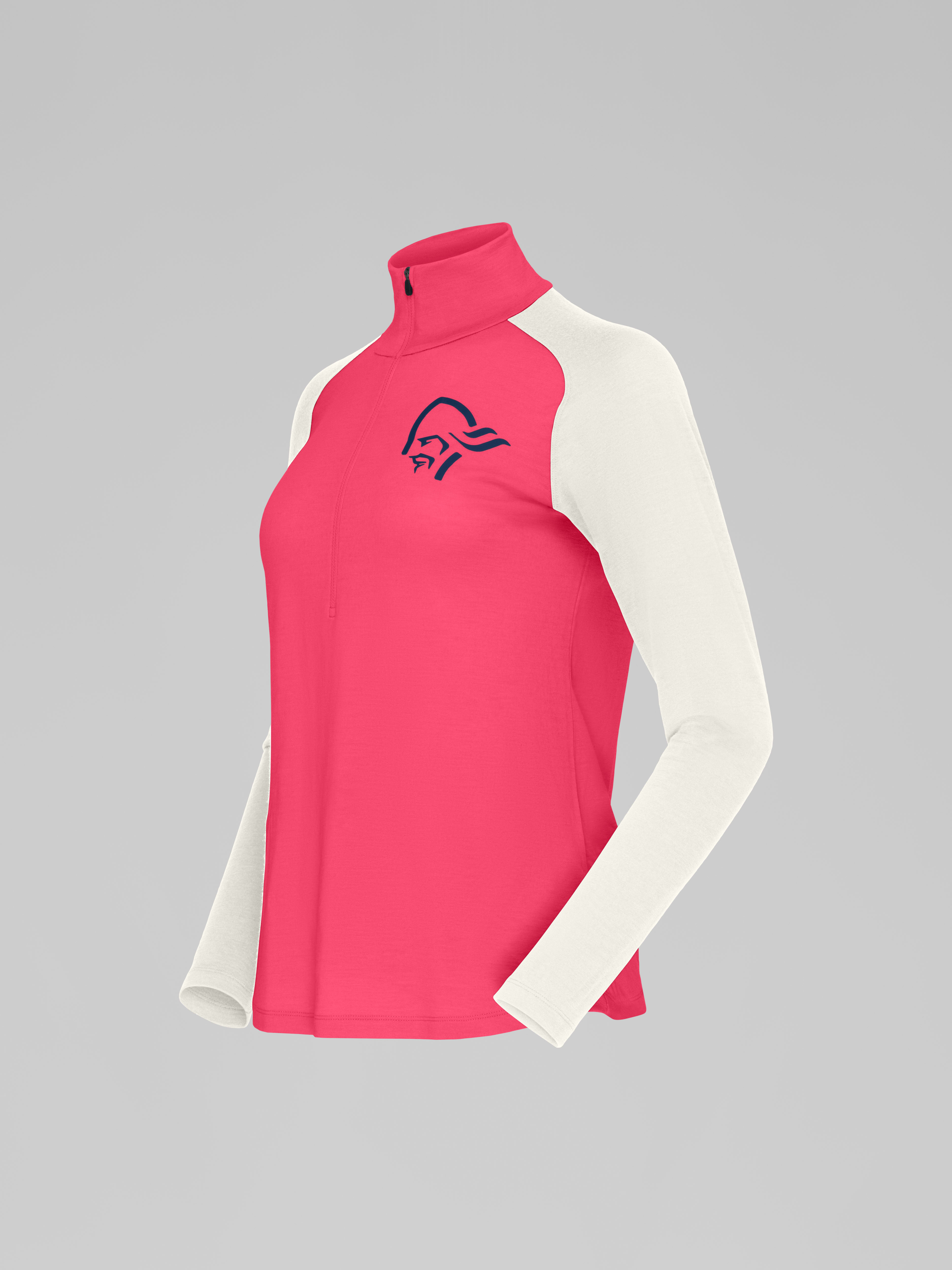 Packshot front left image of norrona pureUll Zip Neck Honeysuckle/Snowdrop