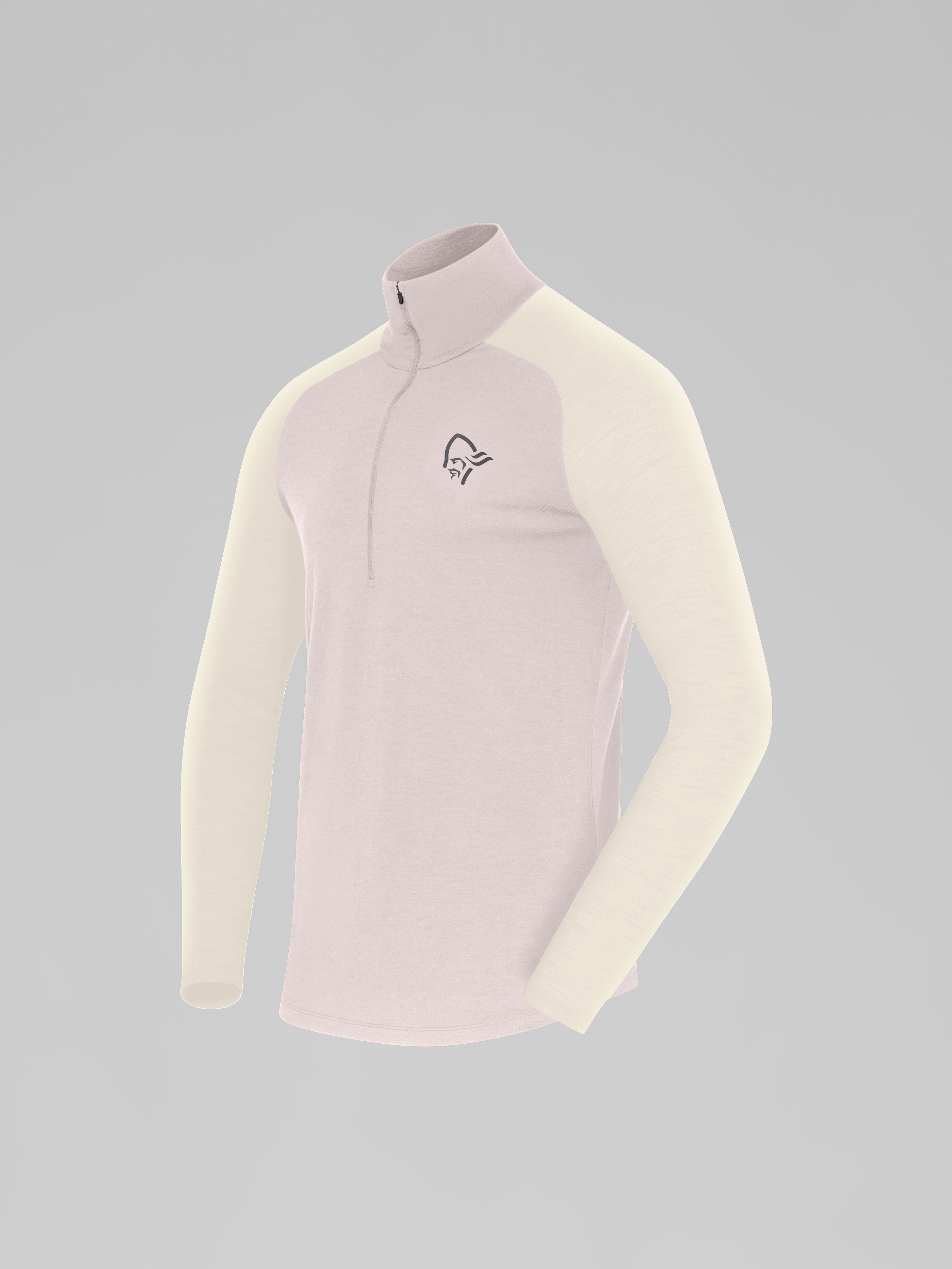 Packshot front left image of femund pureUll Zip Neck Oatmeal/Whisper White