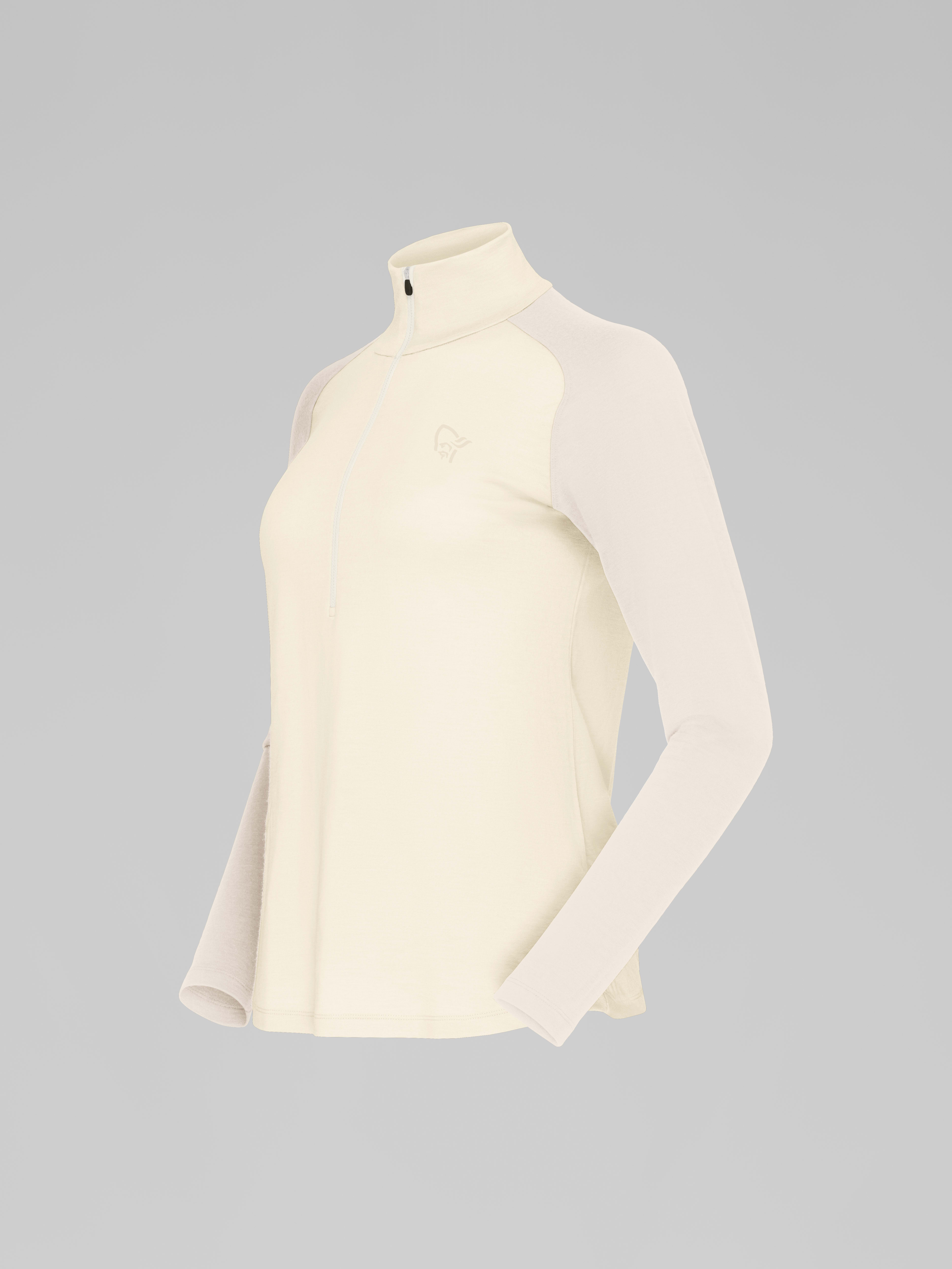 Packshot front left image of femund pureUll Zip Neck Whisper White