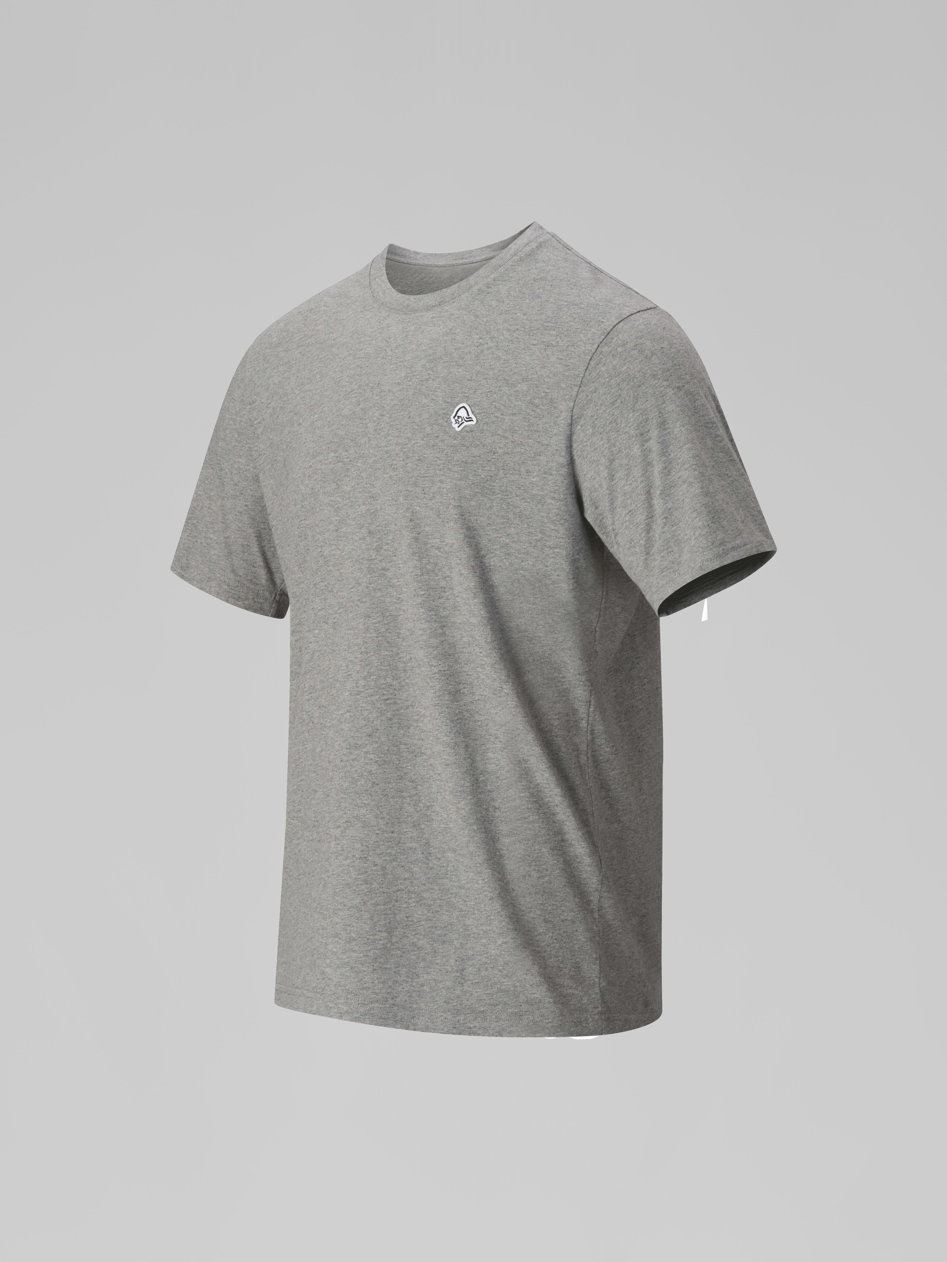 Packshot front left image of 29 cotton viking patch T-shirt Grey Melange