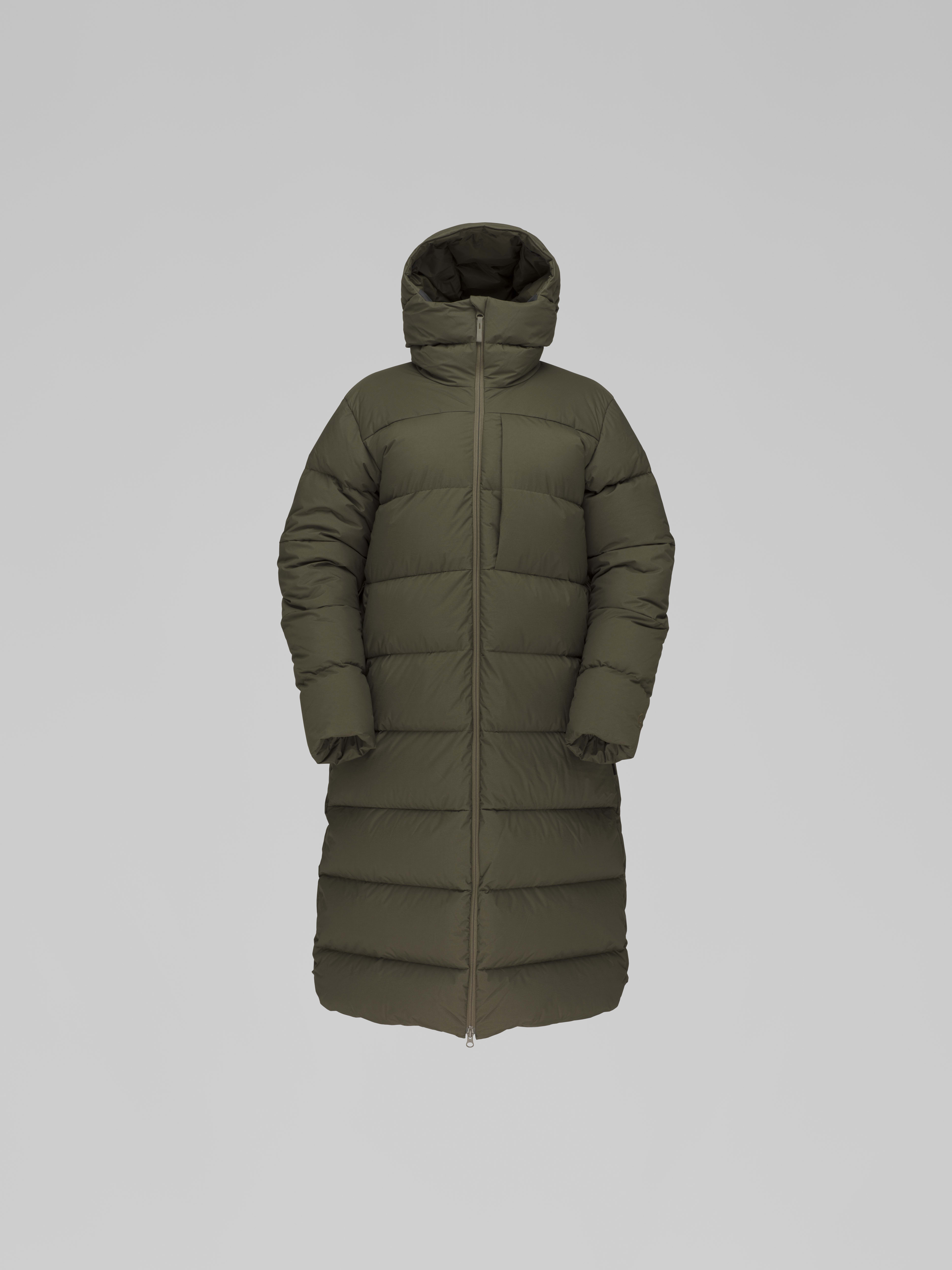 Packshot front image of oslo down750 Coat Olive Night