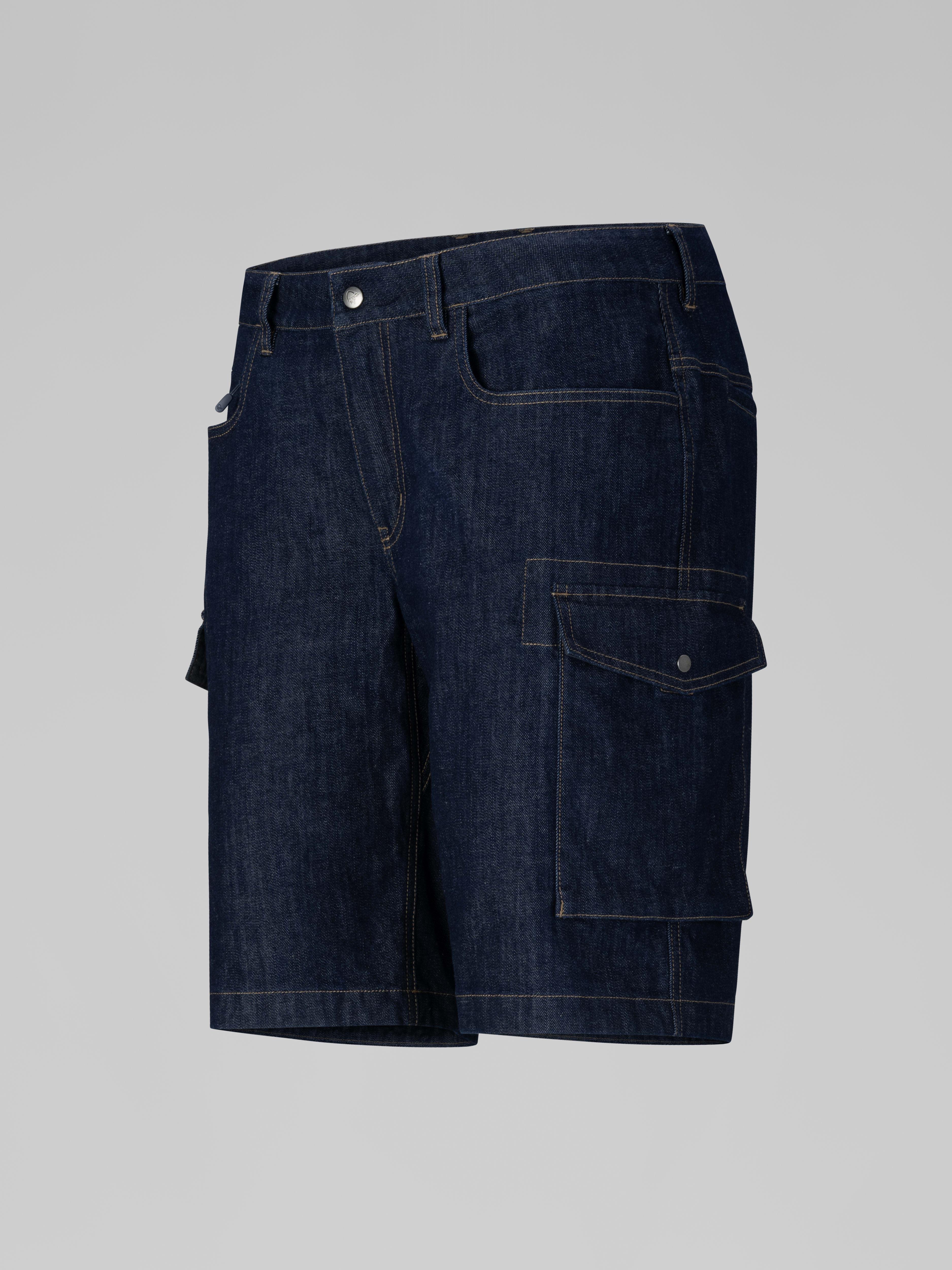 Packshot front left image of norrona Denim Cargo Shorts Blue Indigo
