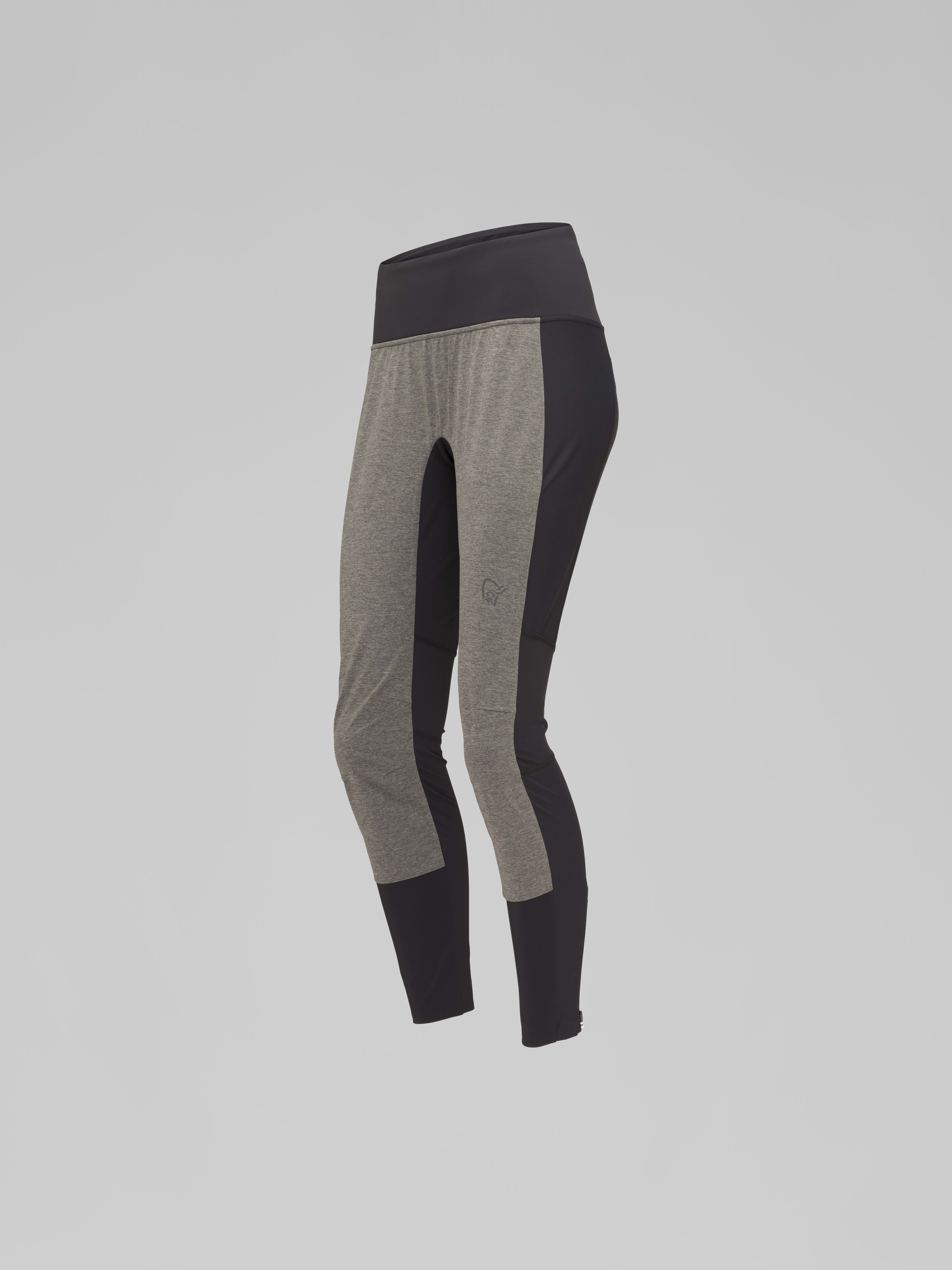Packshot front left image of norrona wind Tights Caviar Black/Dark Grey Melange
