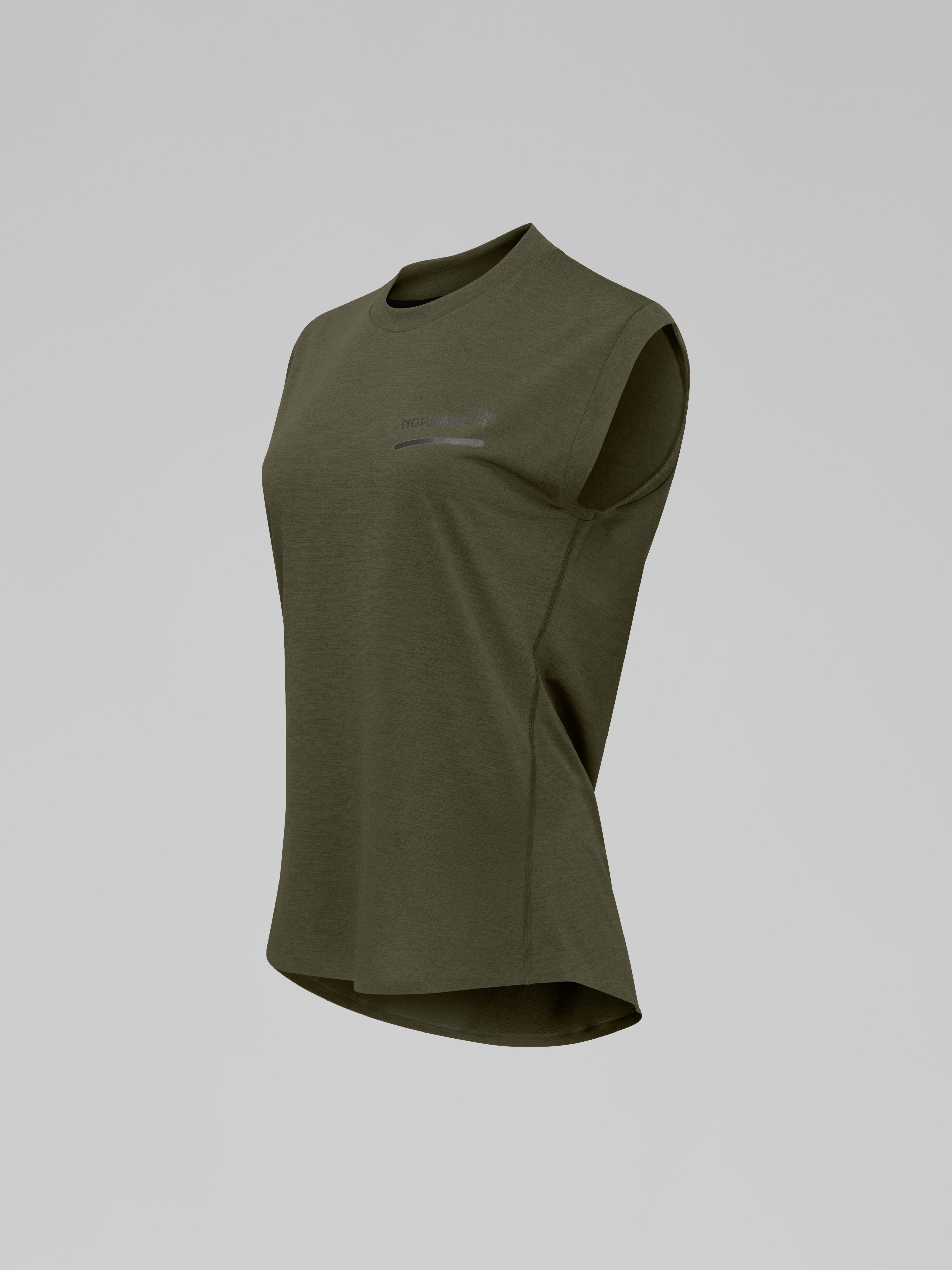 Packshot front left image of senja equaliser sleeveless T-Shirt Olive Night